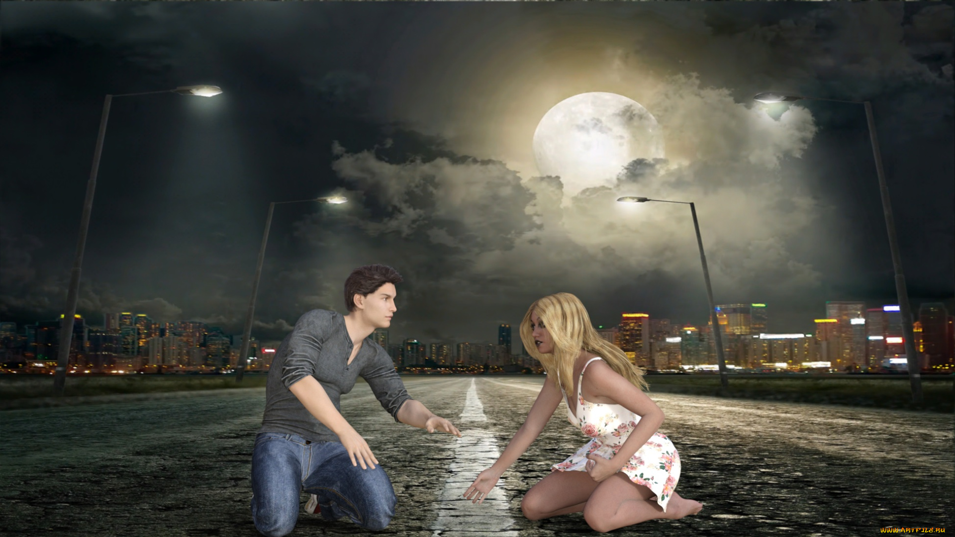 3д, графика, люди, , people, девушка, взгляд, фон, парень