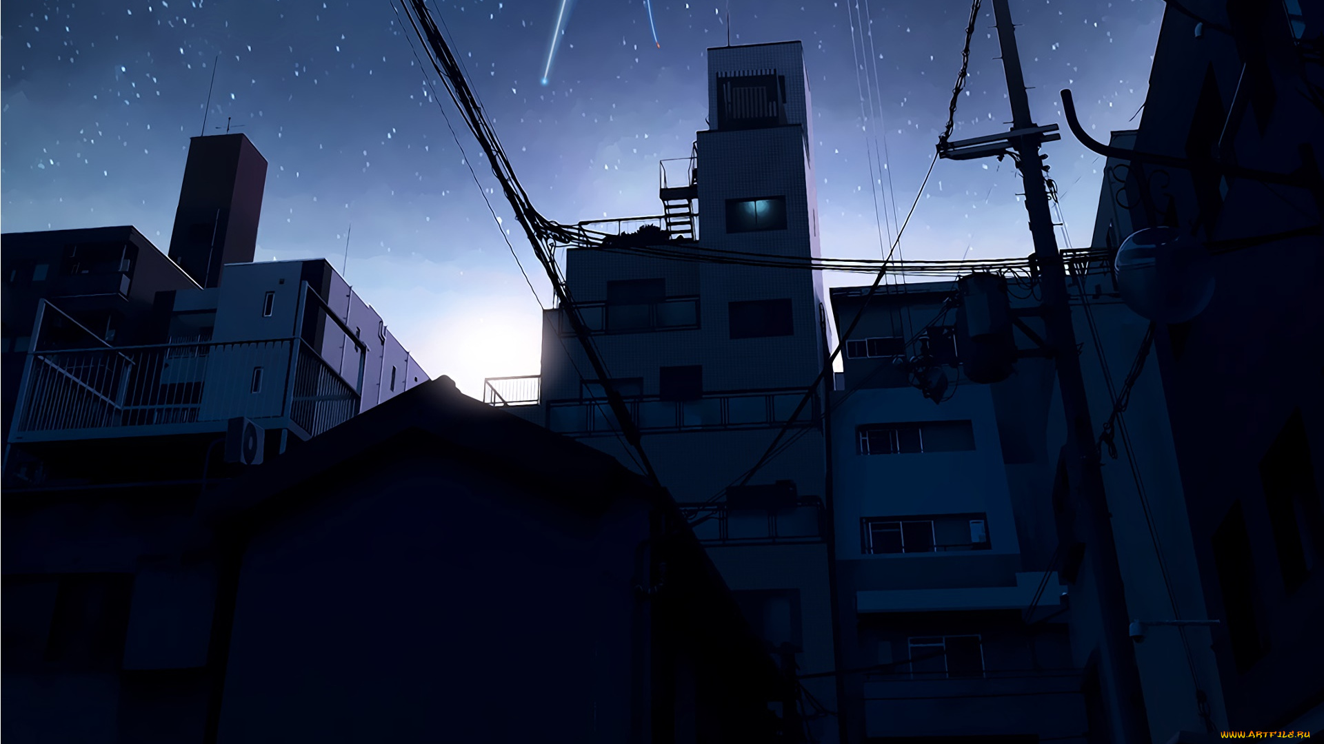 аниме, kimi, no, na, wa, небо, город