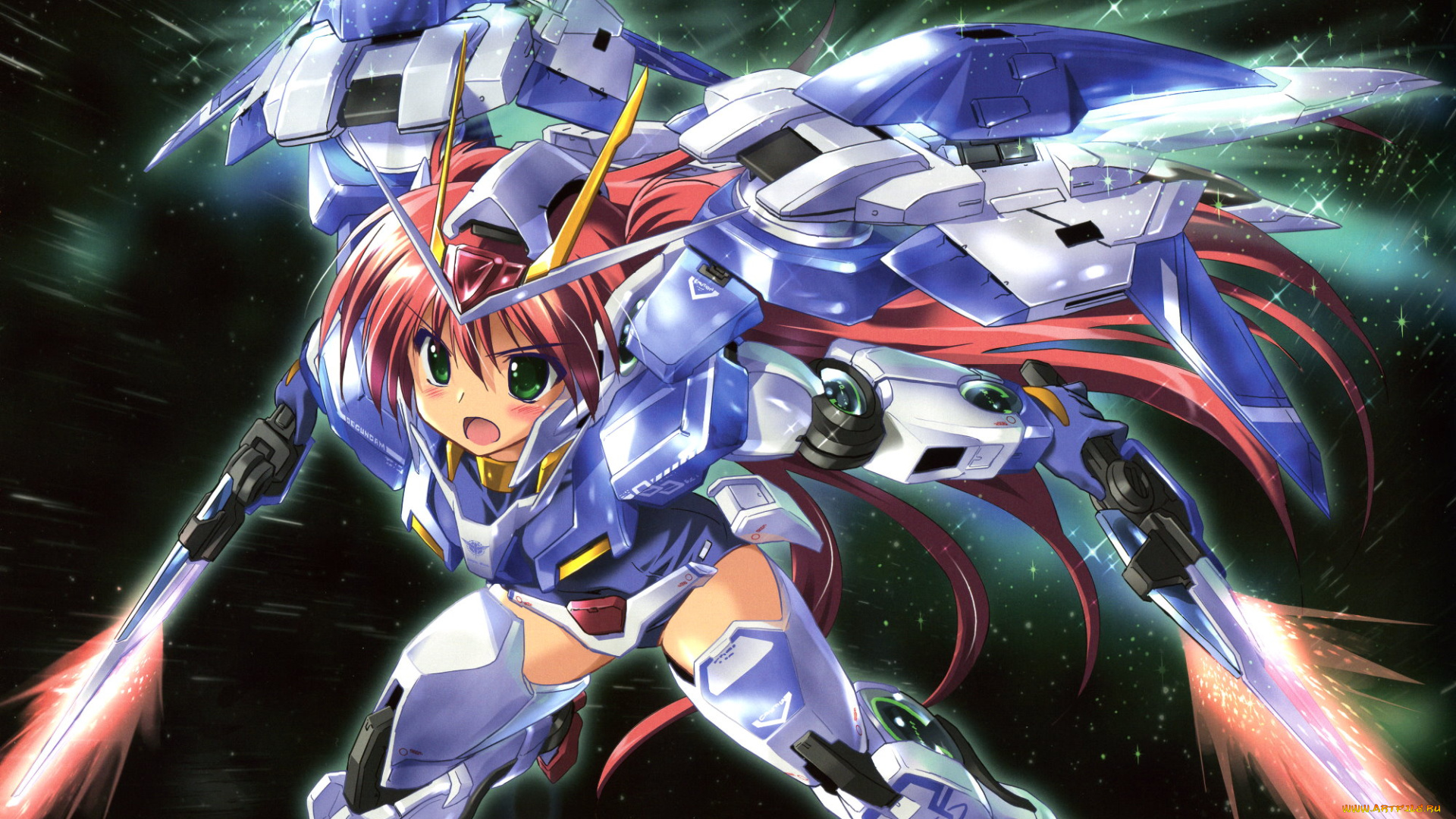 аниме, mobile, suit, gundam, девушка, взгляд, фон