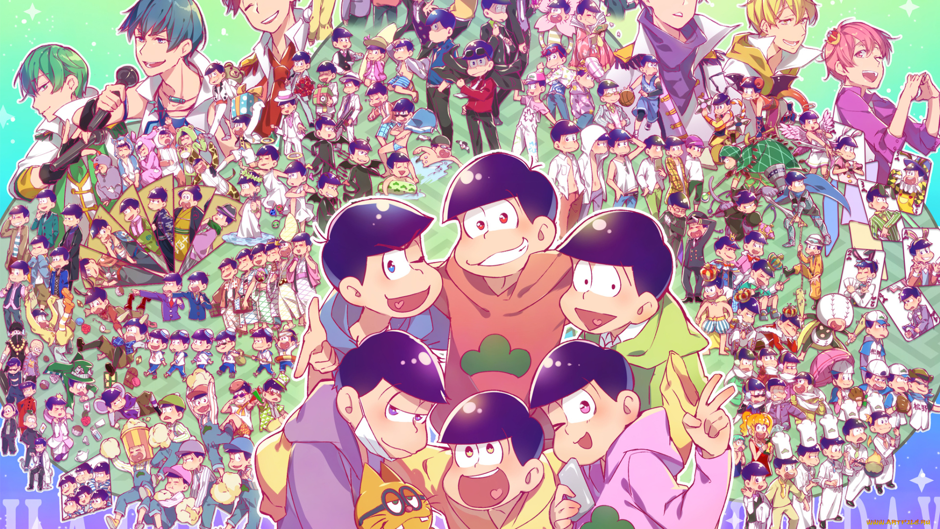 аниме, osomatsu-san, парни