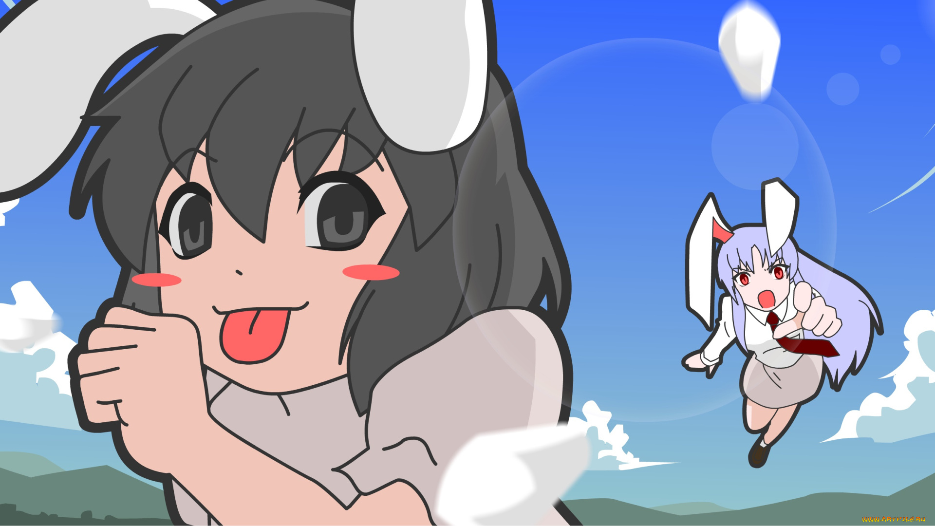 аниме, touhou, девушка, взгляд, фон