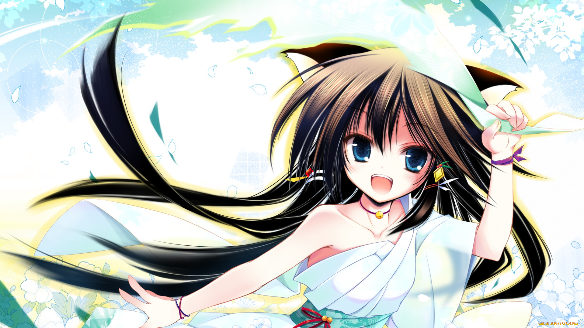 аниме, животные, , существа, фон, взгляд, девушка