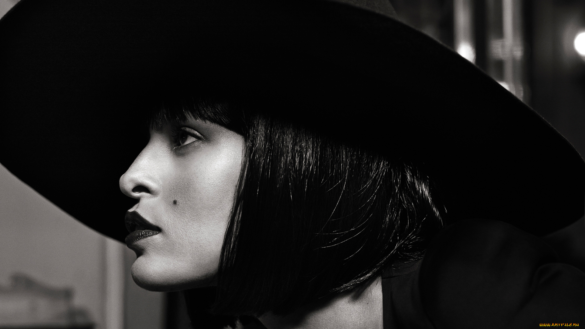 девушки, eva, mendes, актриса, ева, мендес, черно-белая, профиль, шляпа