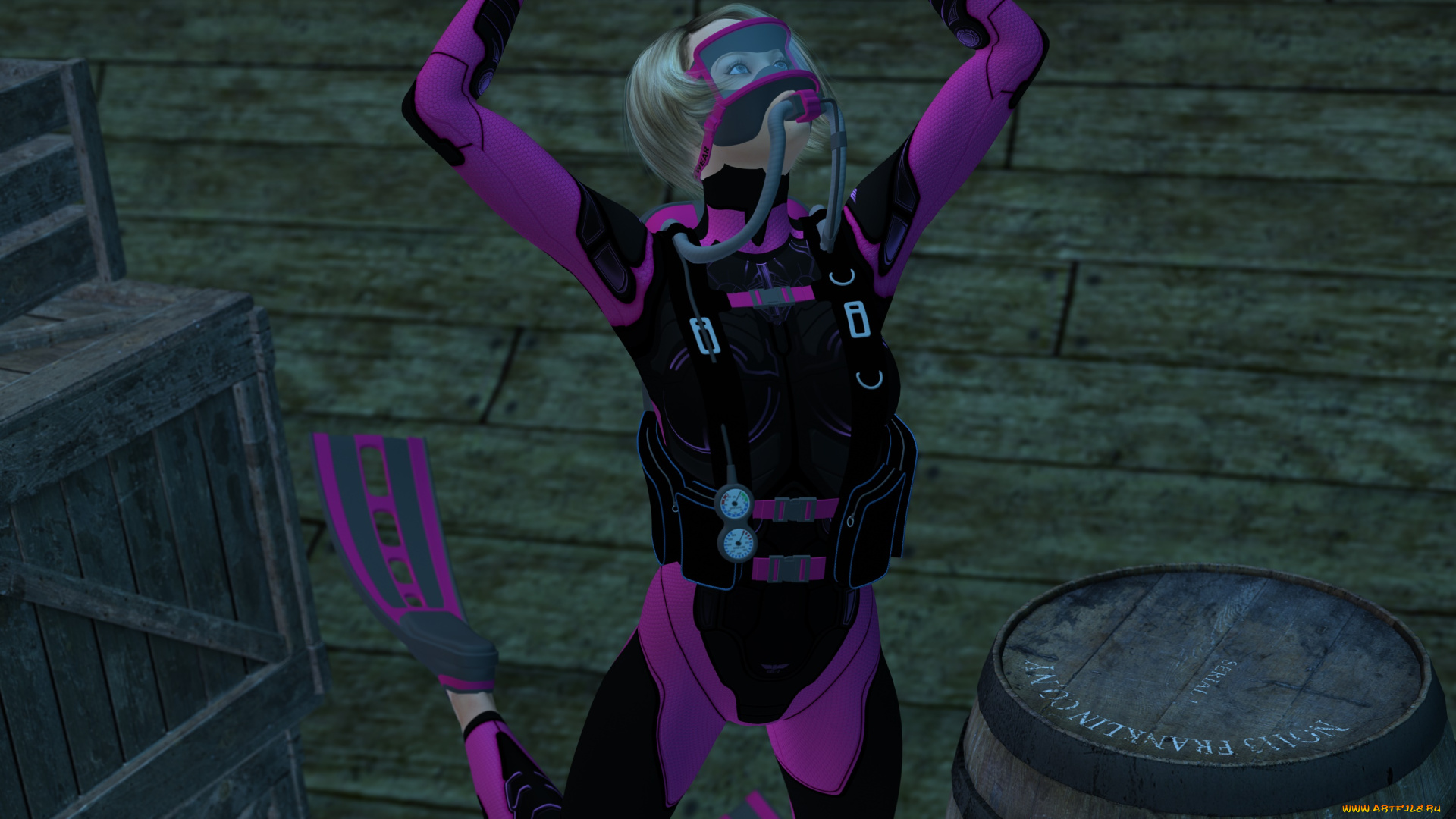 fatal, diving, 3д, графика, фантазия, , fantasy, взгляд, фон, fatal, diving, девушка