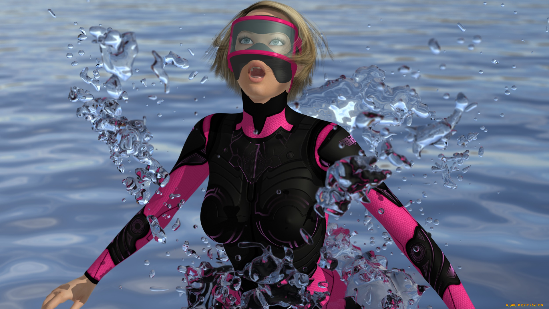 fatal, diving, 3д, графика, фантазия, , fantasy, фон, взгляд, девушка