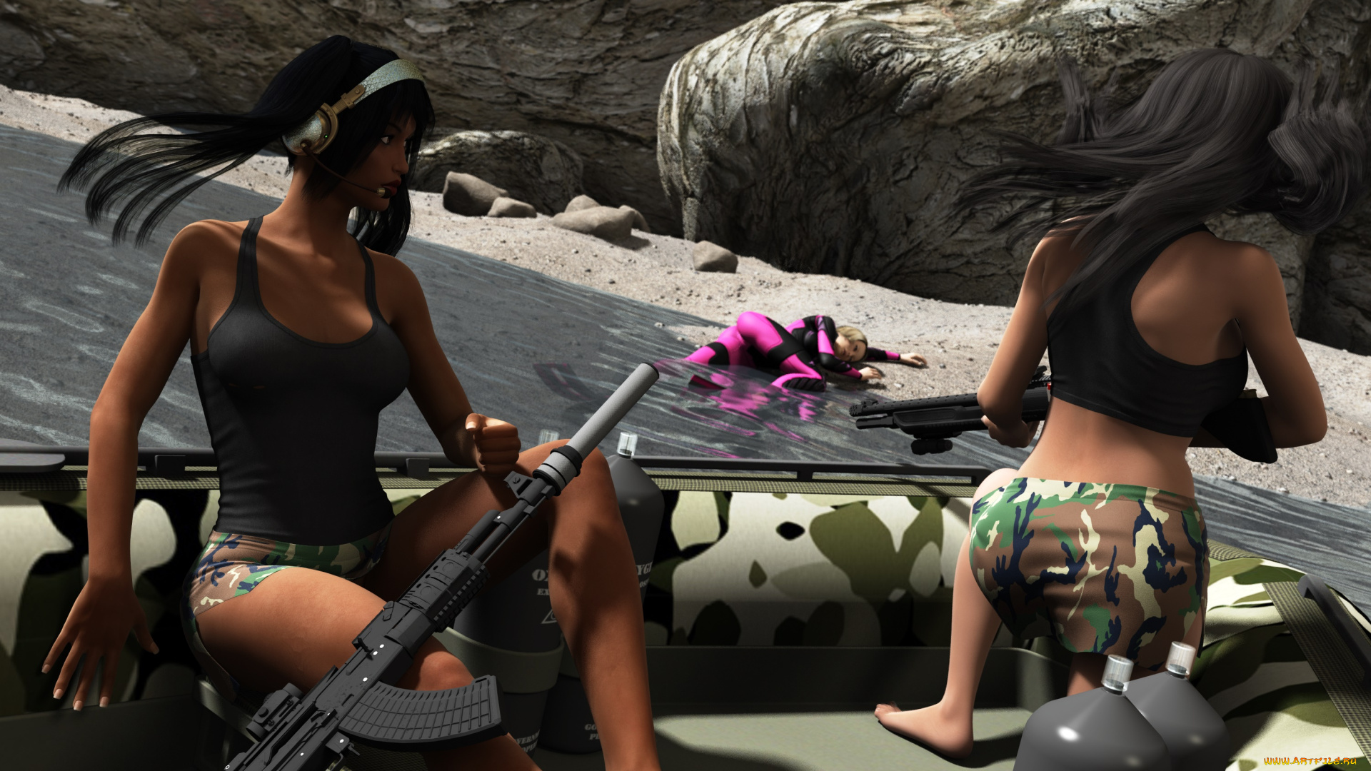 fatal, diving, 3д, графика, фантазия, , fantasy, взгляд, девушки, фон