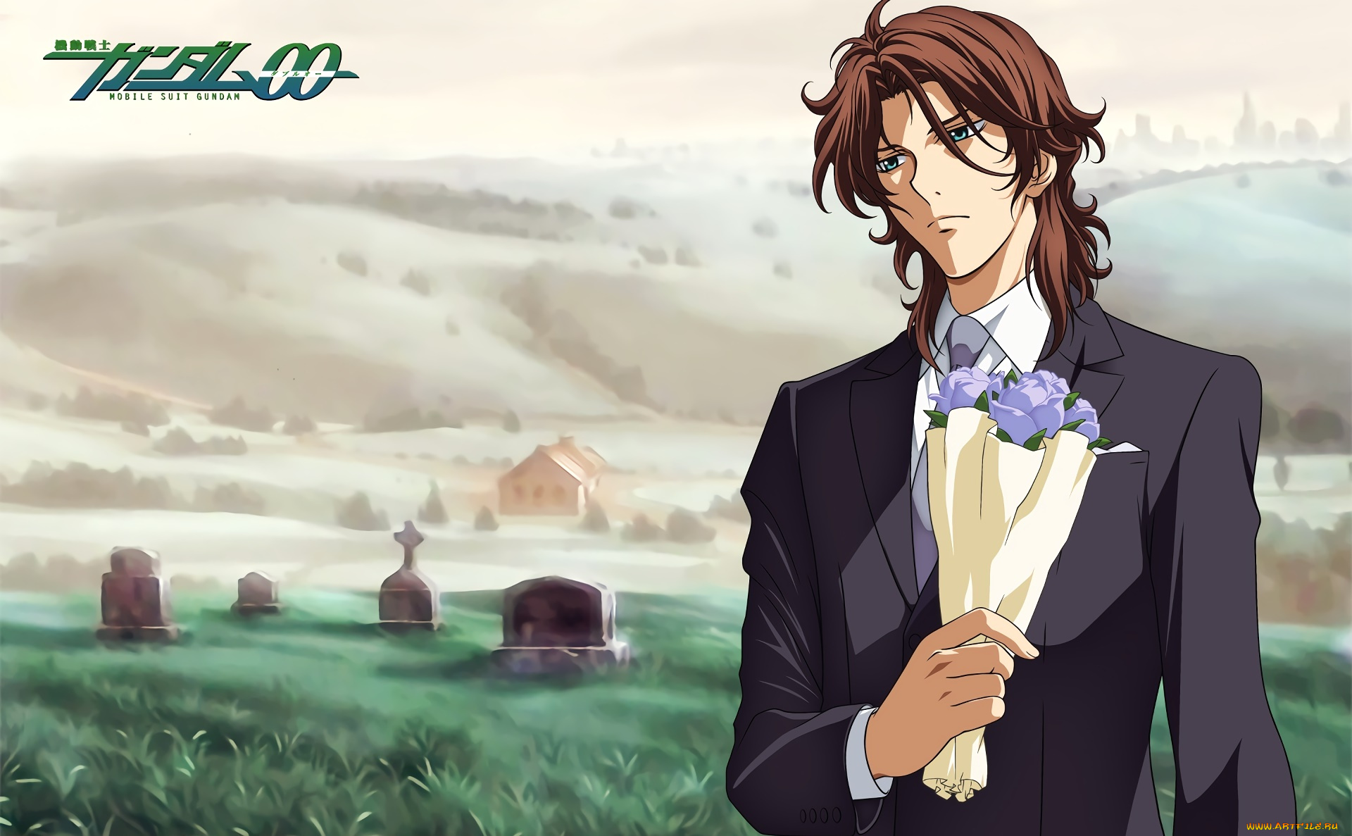 аниме, mobile, suit, gundam, парень, взгляд, фон