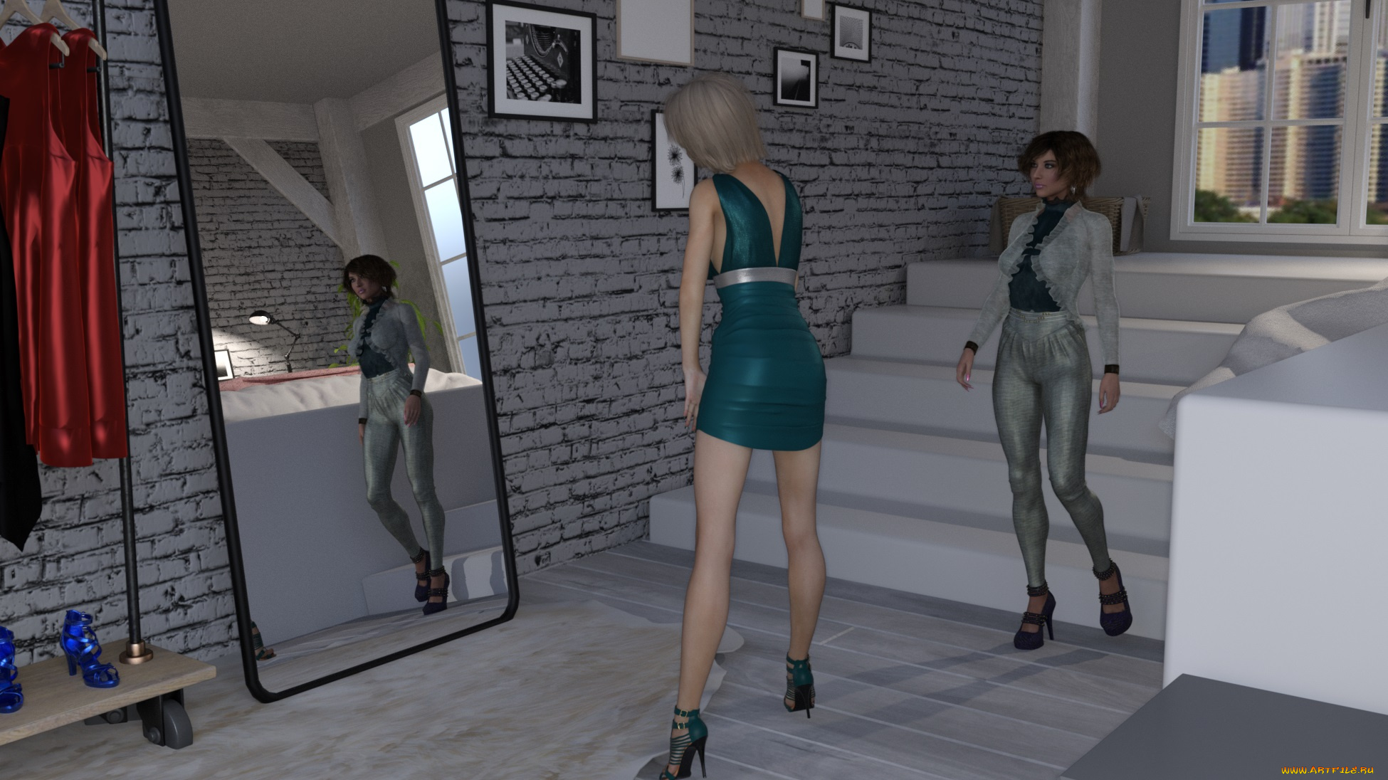 3д, графика, люди, , people, фон, взгляд, девушки