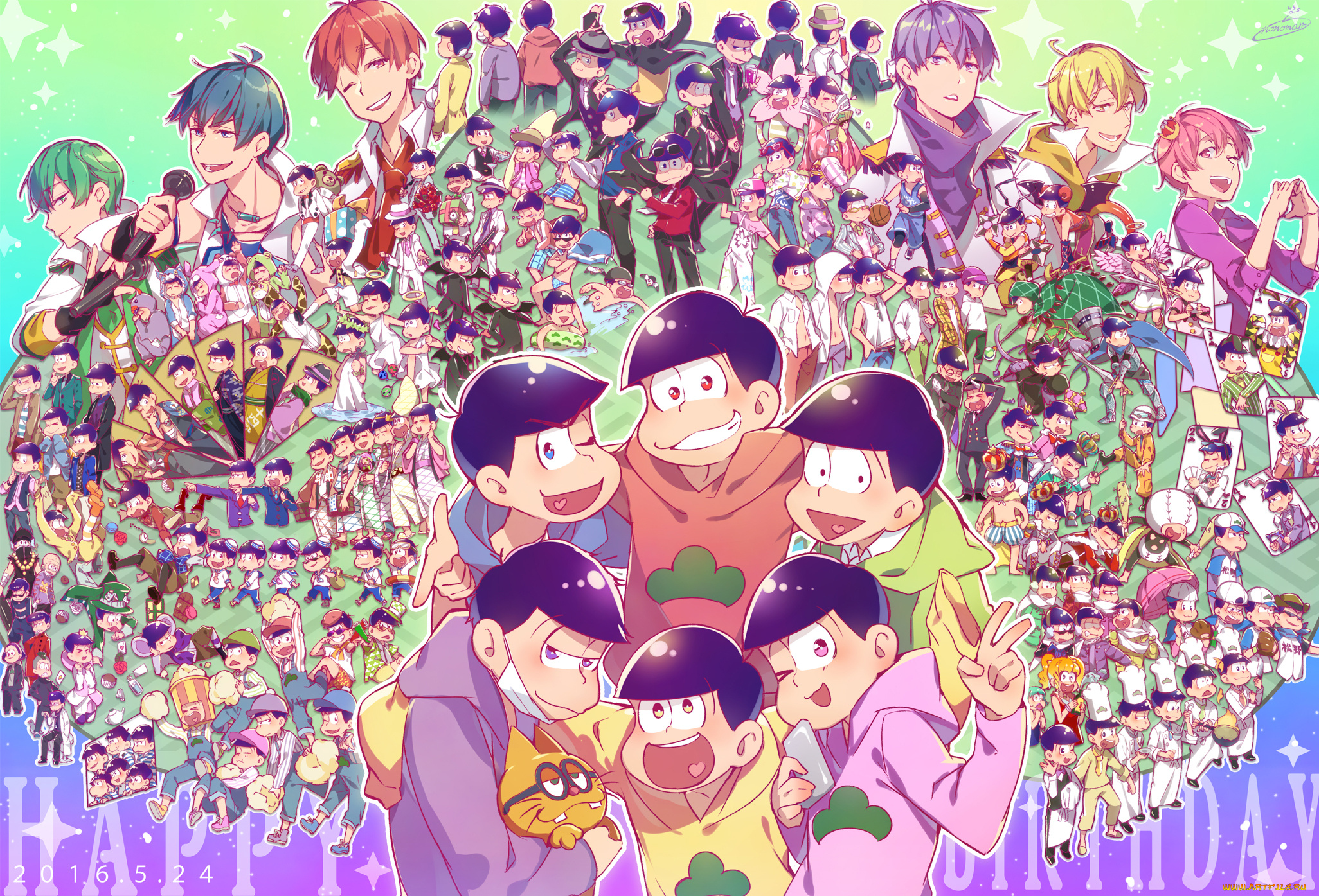 аниме, osomatsu-san, парни