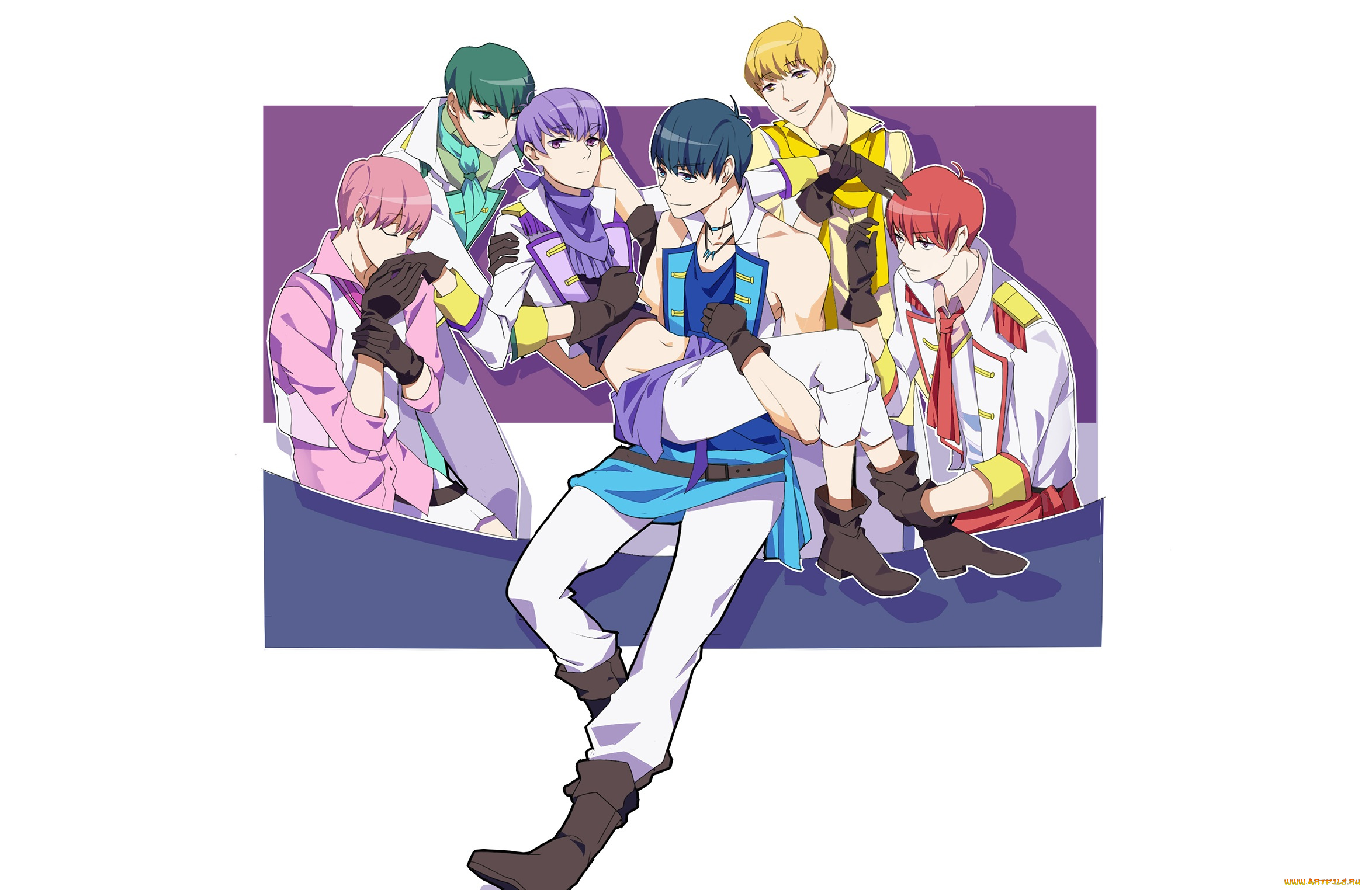 аниме, osomatsu-san, парни