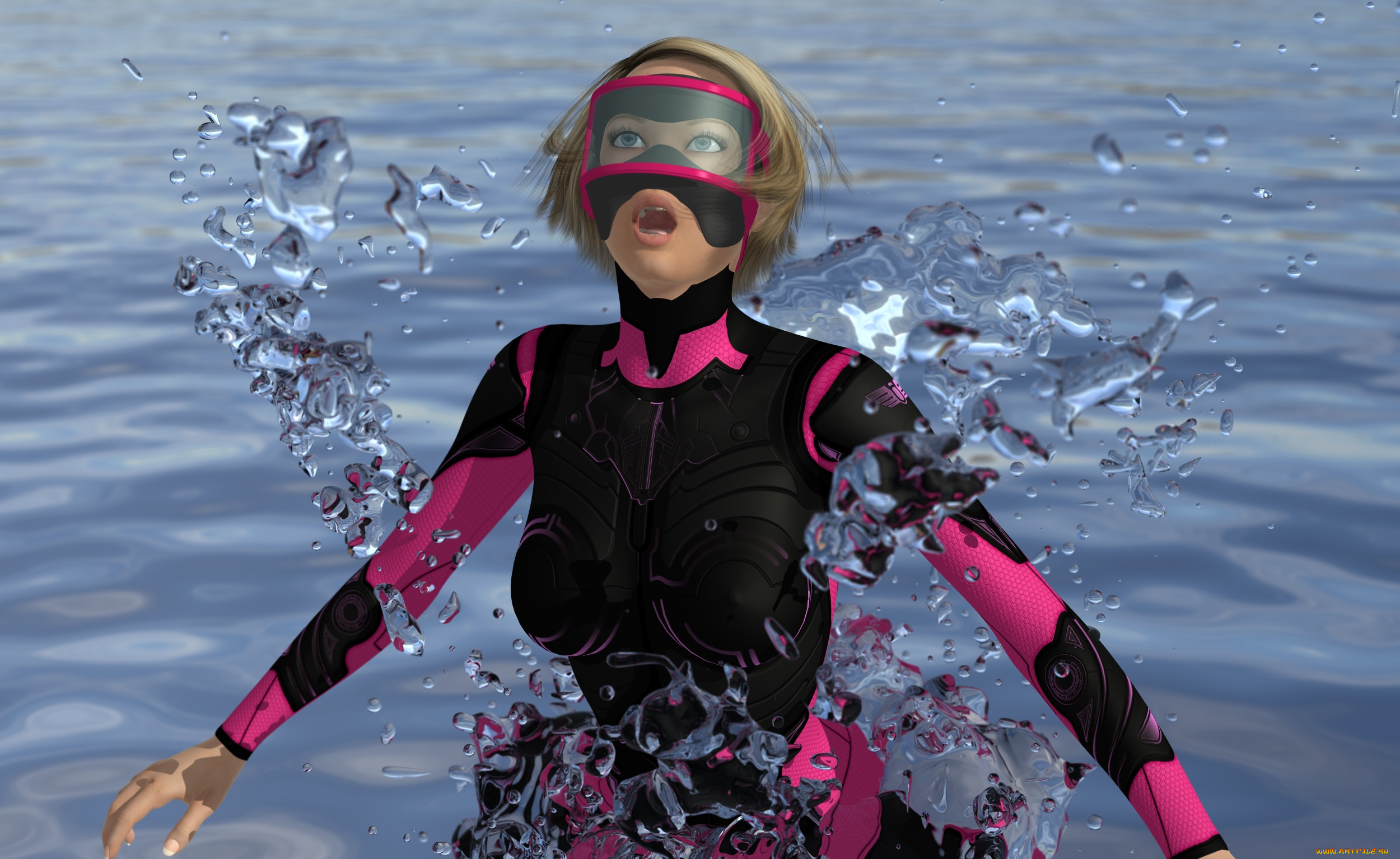 fatal, diving, 3д, графика, фантазия, , fantasy, фон, взгляд, девушка