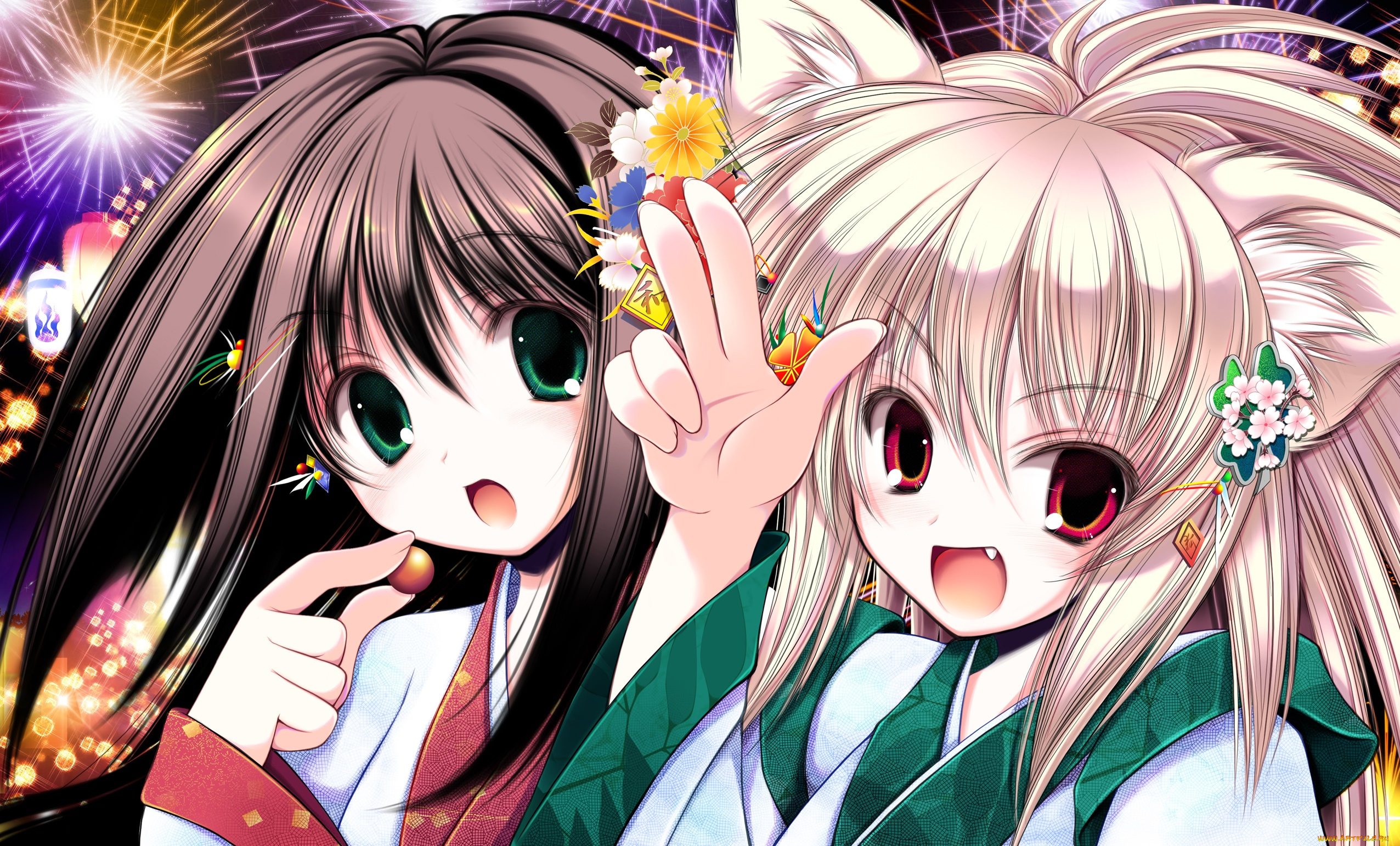 аниме, unknown, , другое, девушки, взгляд, фон