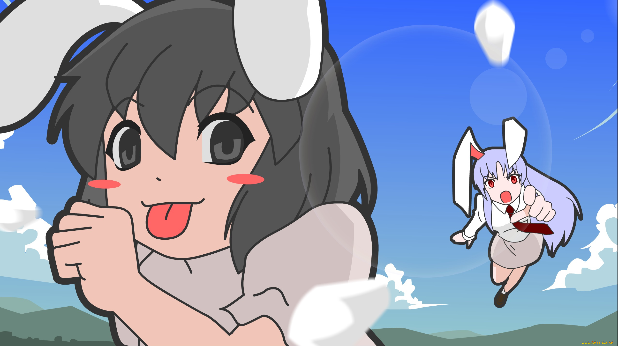 аниме, touhou, девушка, взгляд, фон