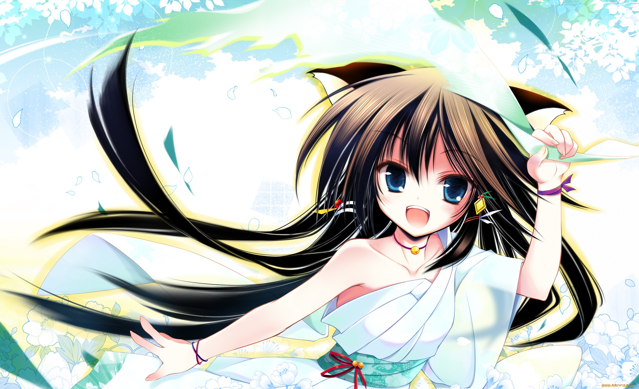 аниме, животные, , существа, фон, взгляд, девушка