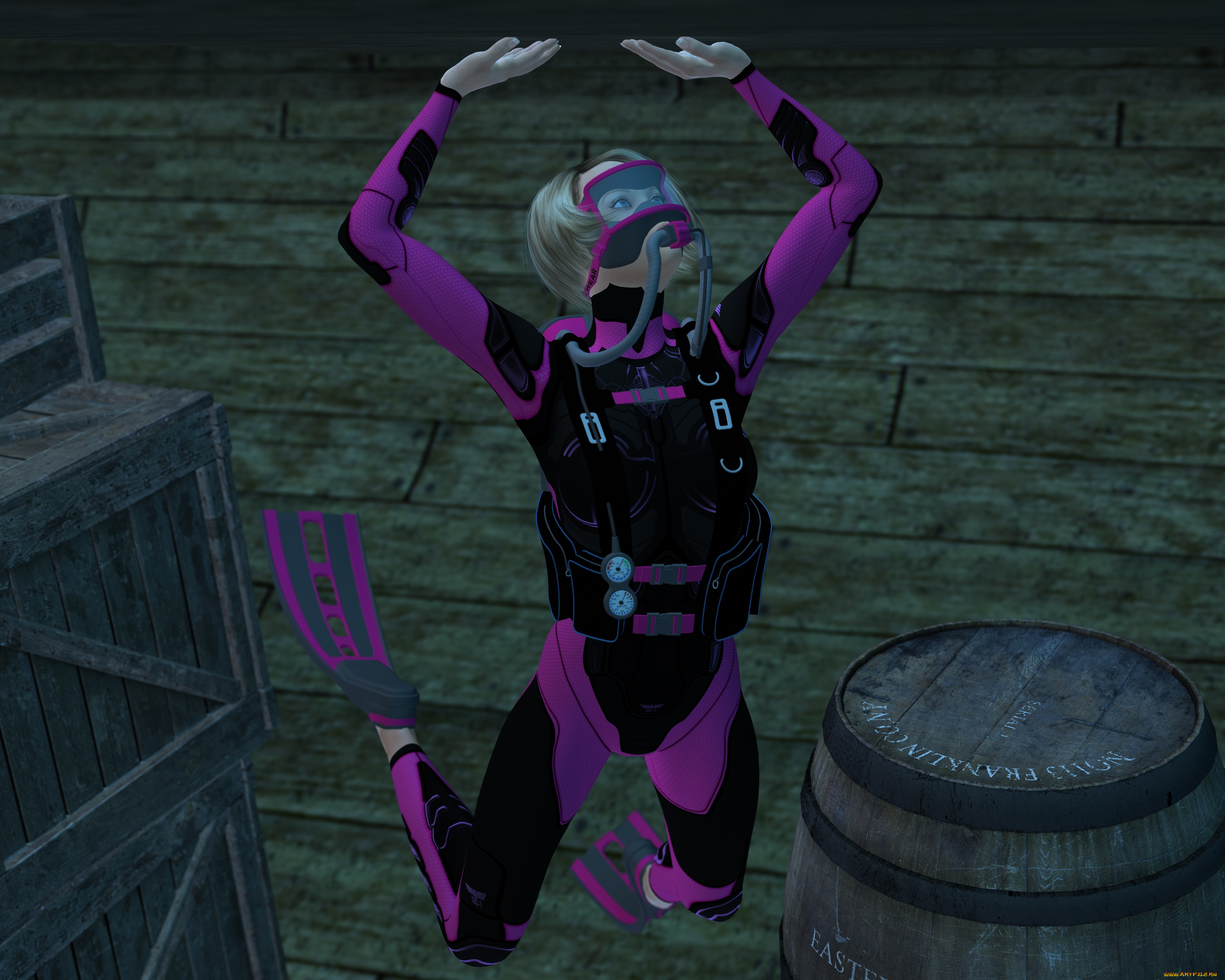 fatal, diving, 3д, графика, фантазия, , fantasy, взгляд, фон, fatal, diving, девушка