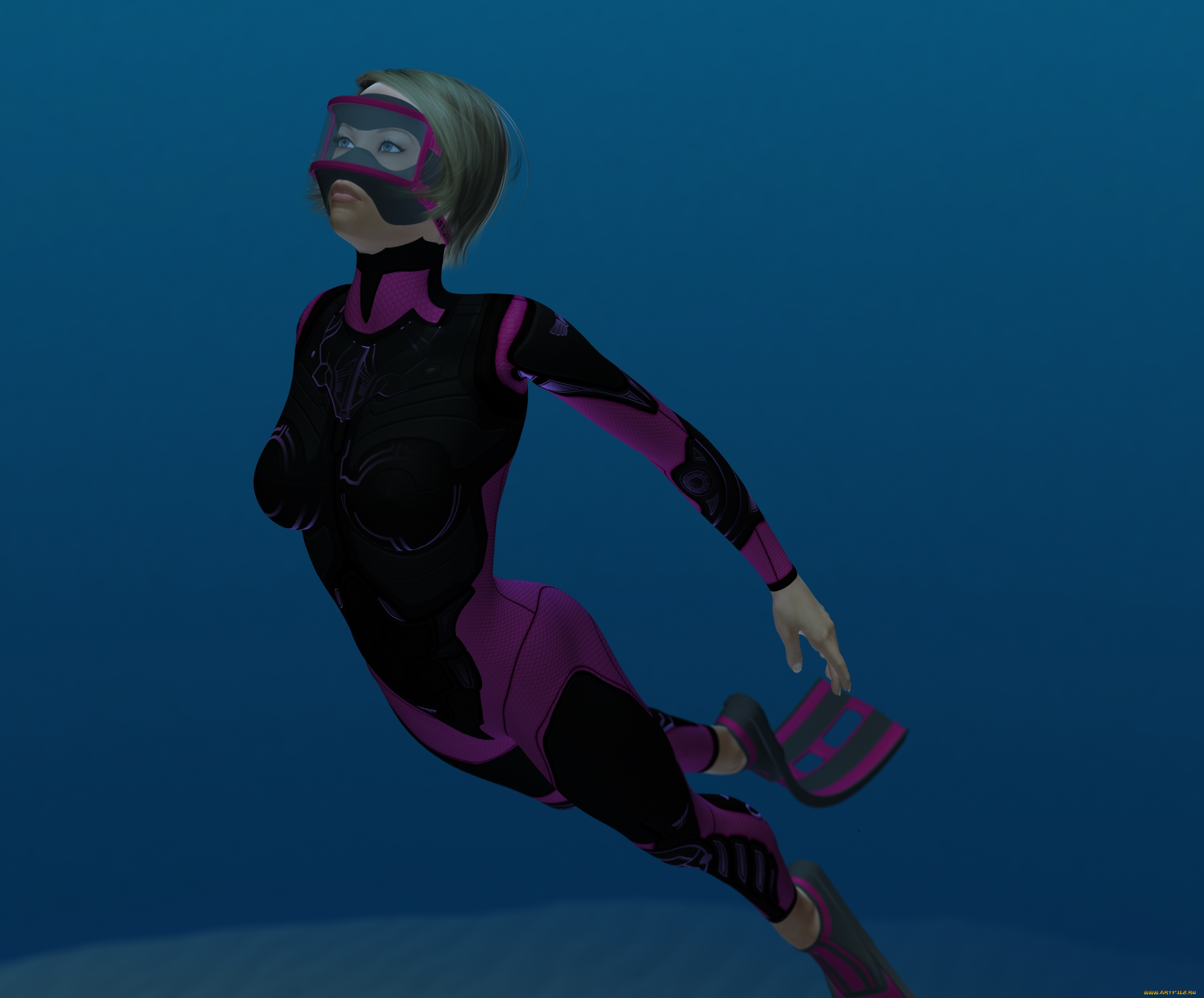 fatal, diving, 3д, графика, фантазия, , fantasy, девушка, fatal, diving, фон, взгляд