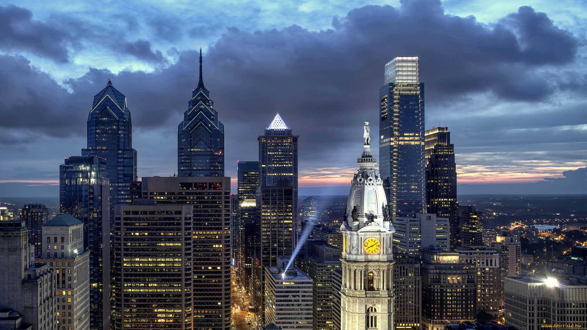 philadelphia, города, -, панорамы, панорама, небоскребы