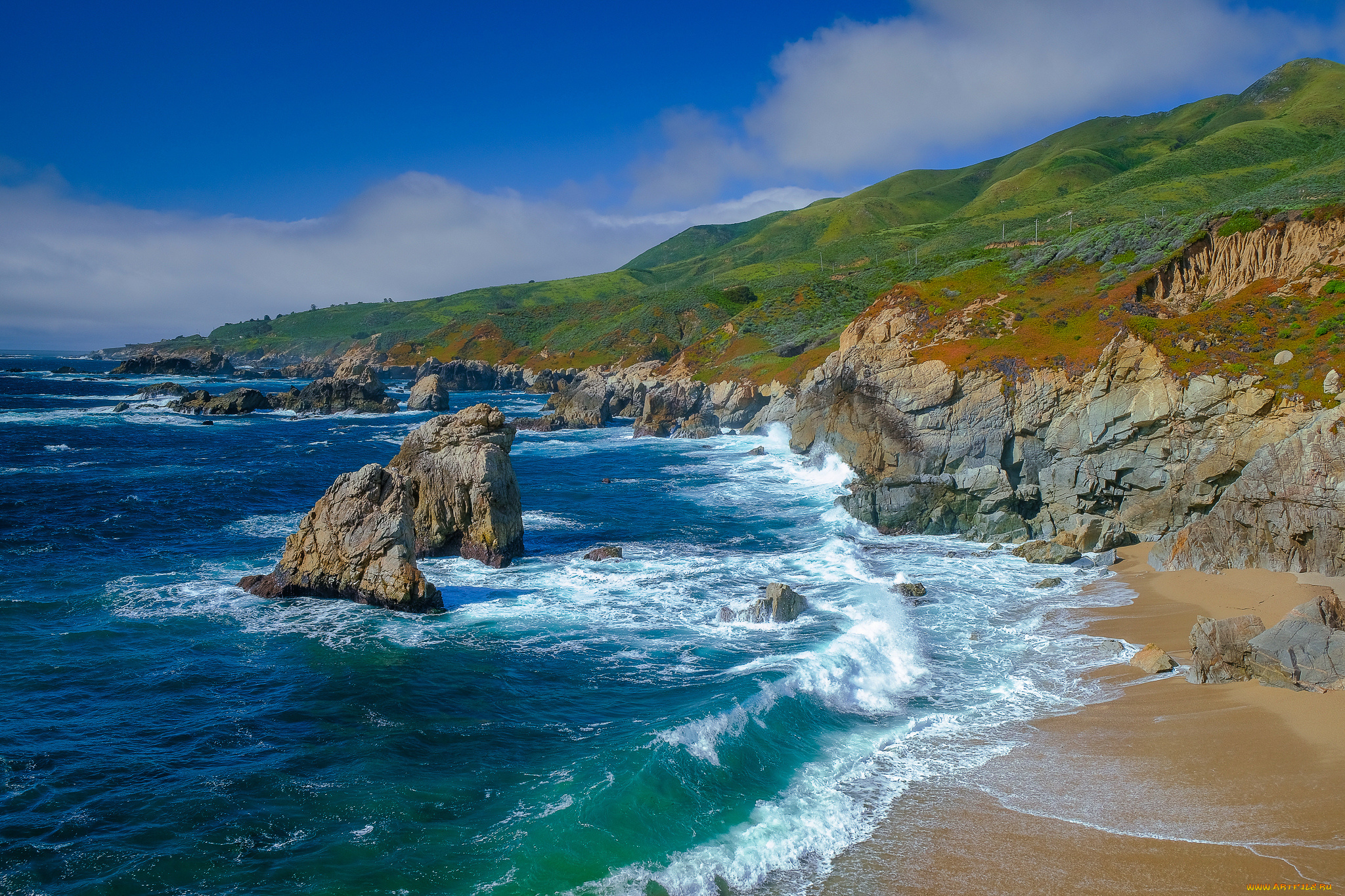 природа, побережье, простор