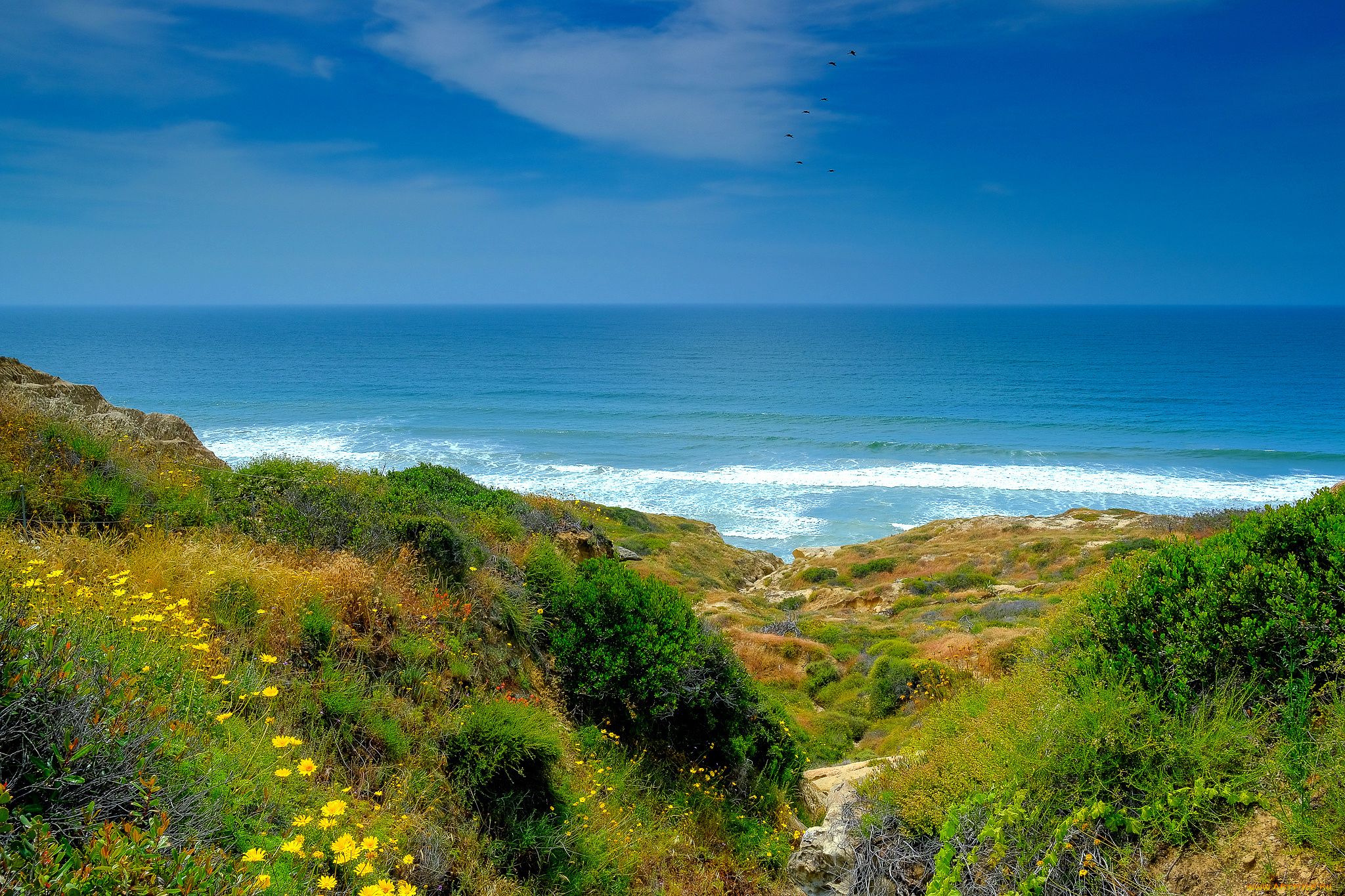 природа, побережье, простор