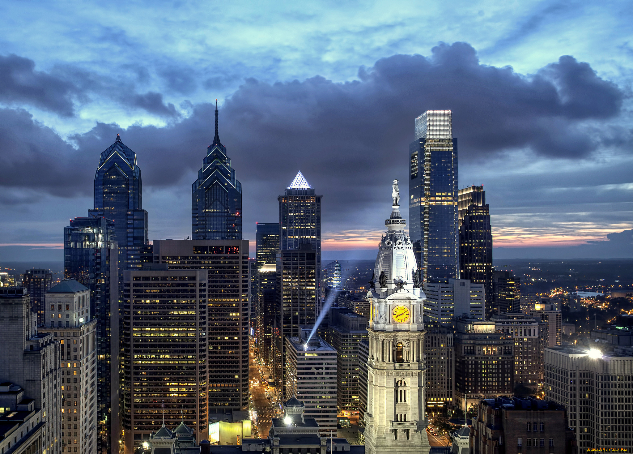 philadelphia, города, -, панорамы, панорама, небоскребы