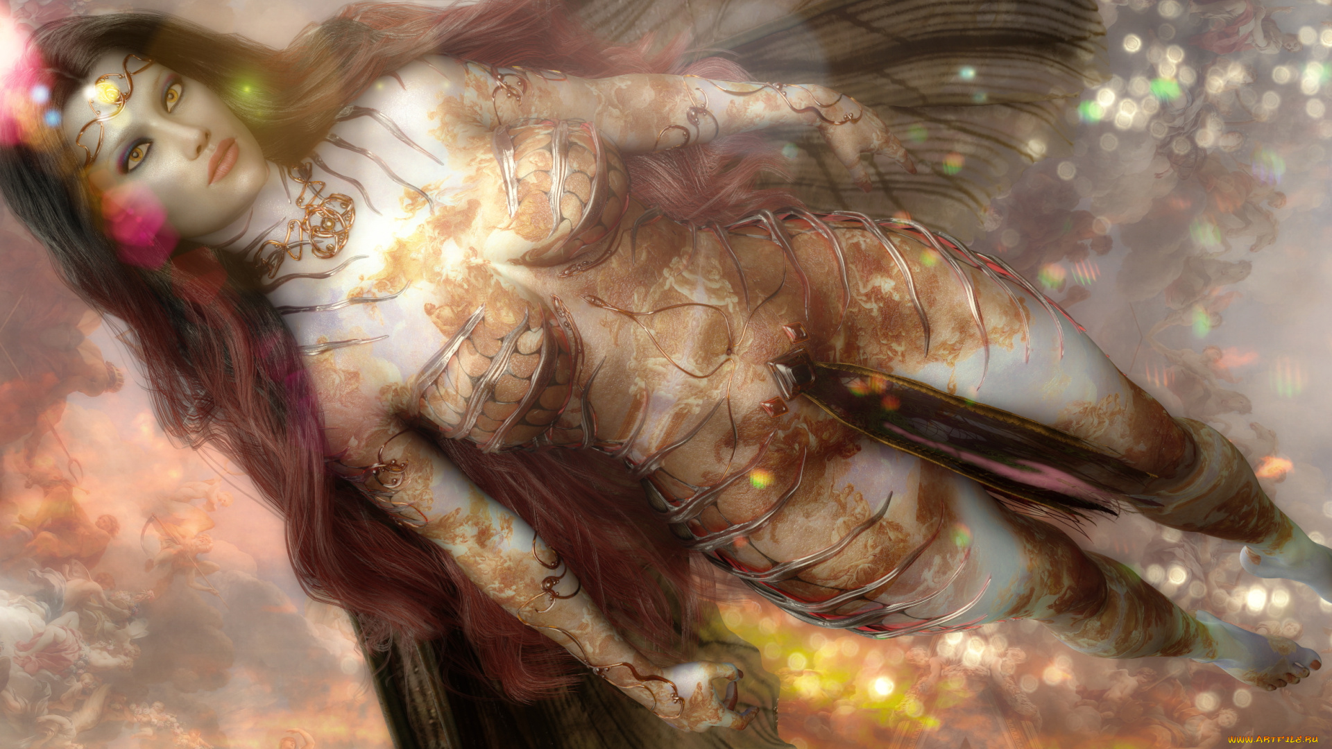 3д, графика, фантазия, , fantasy, взгляд, фон, девушка