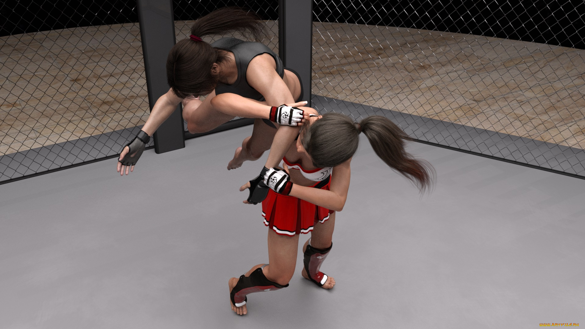 3д, графика, спорт, , sport, девушки, взгляд, фон, ринг, бокс