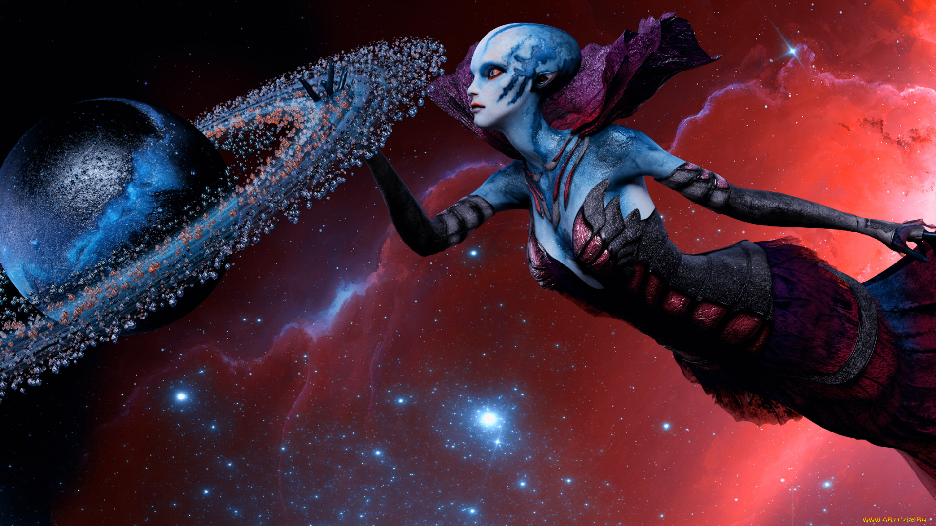 3д, графика, существа, , creatures, девушка, взгляд, фон