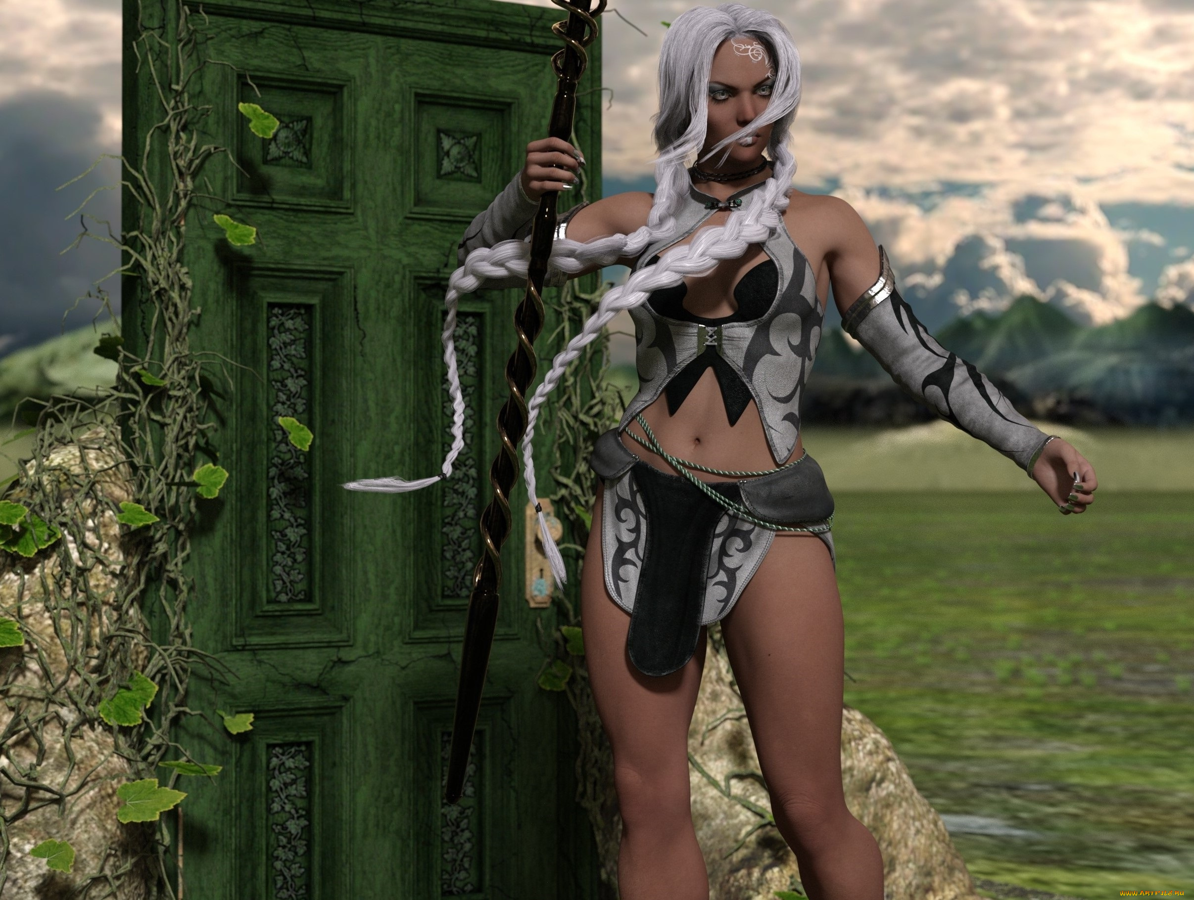 3д, графика, фантазия, , fantasy, девушка, взгляд, фон