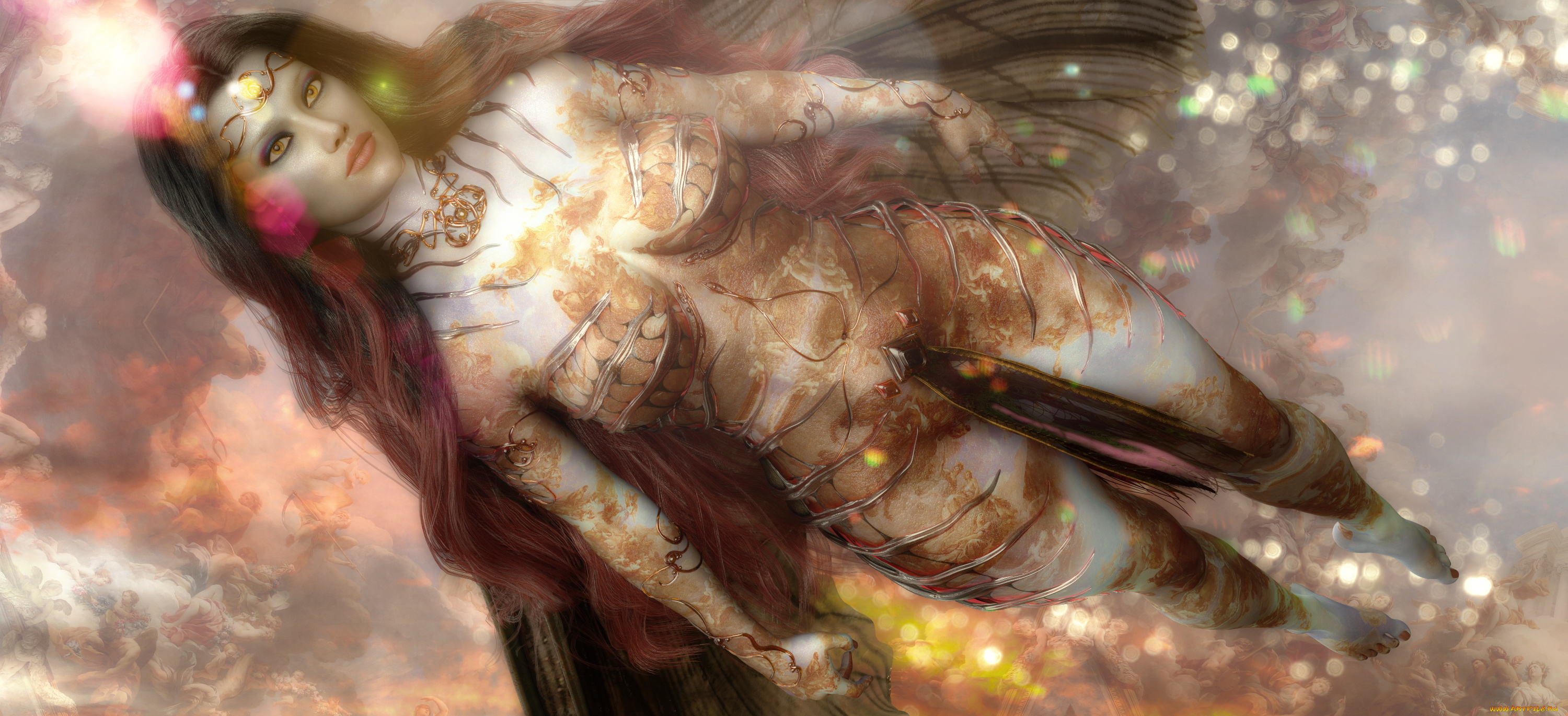 3д, графика, фантазия, , fantasy, взгляд, фон, девушка