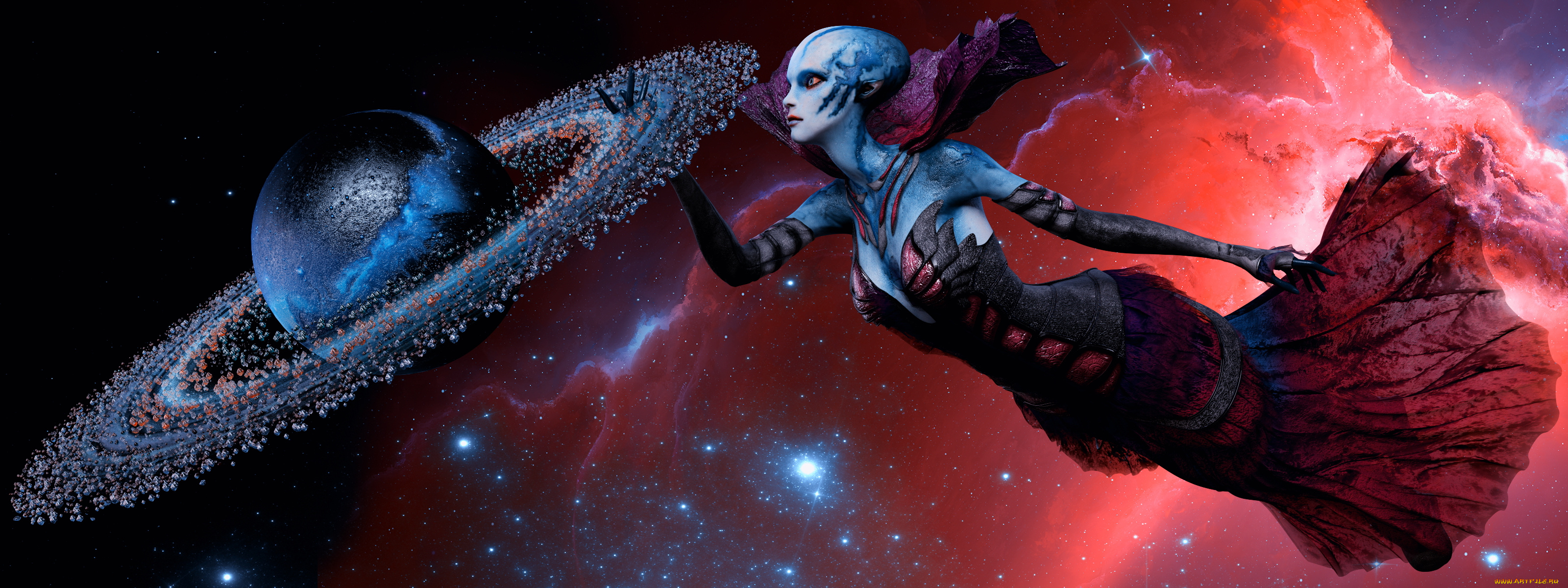 3д, графика, существа, , creatures, девушка, взгляд, фон