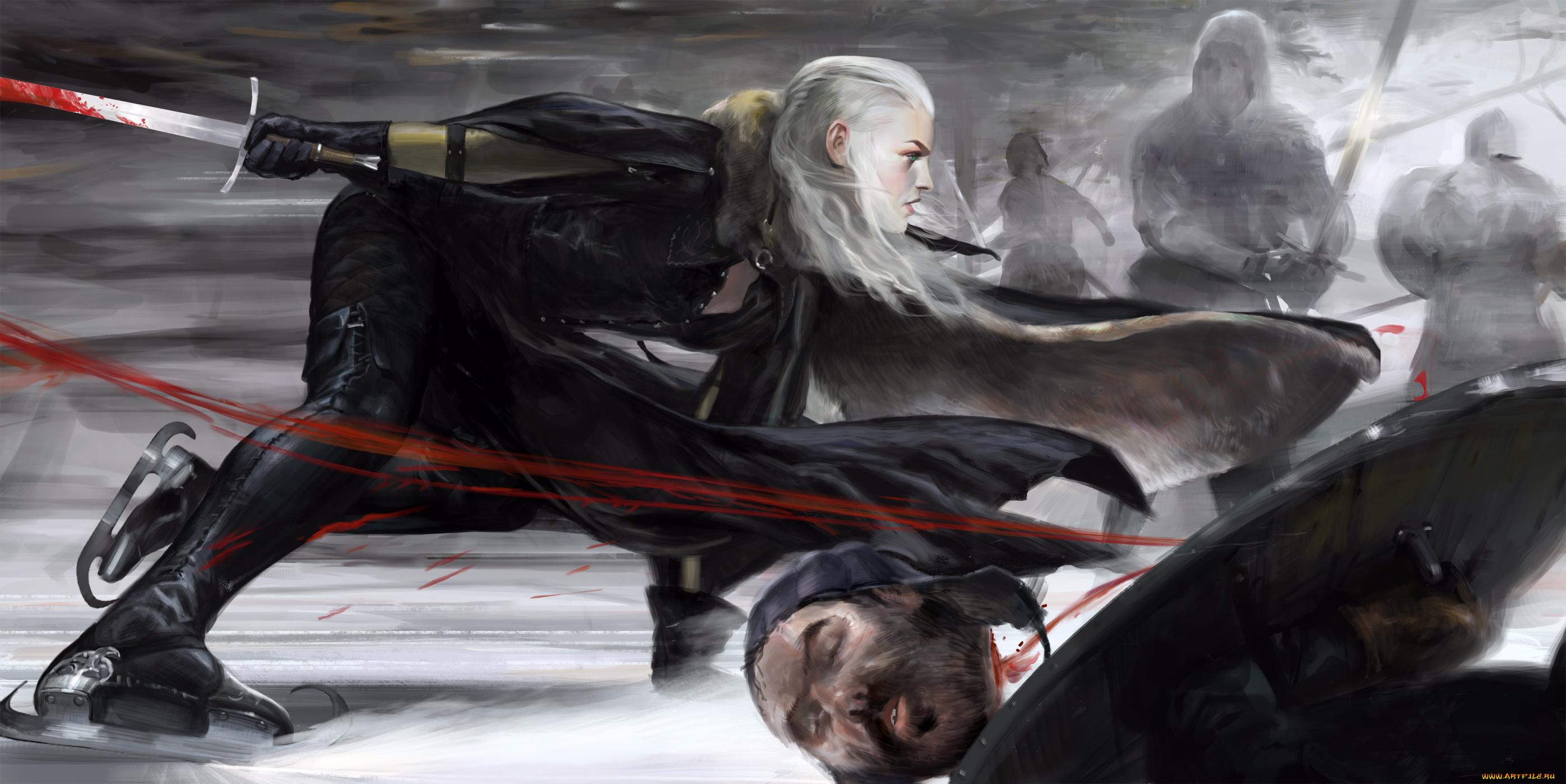 видео, игры, the, witcher, 3, , wild, hunt, меч, бой, фон, девушка