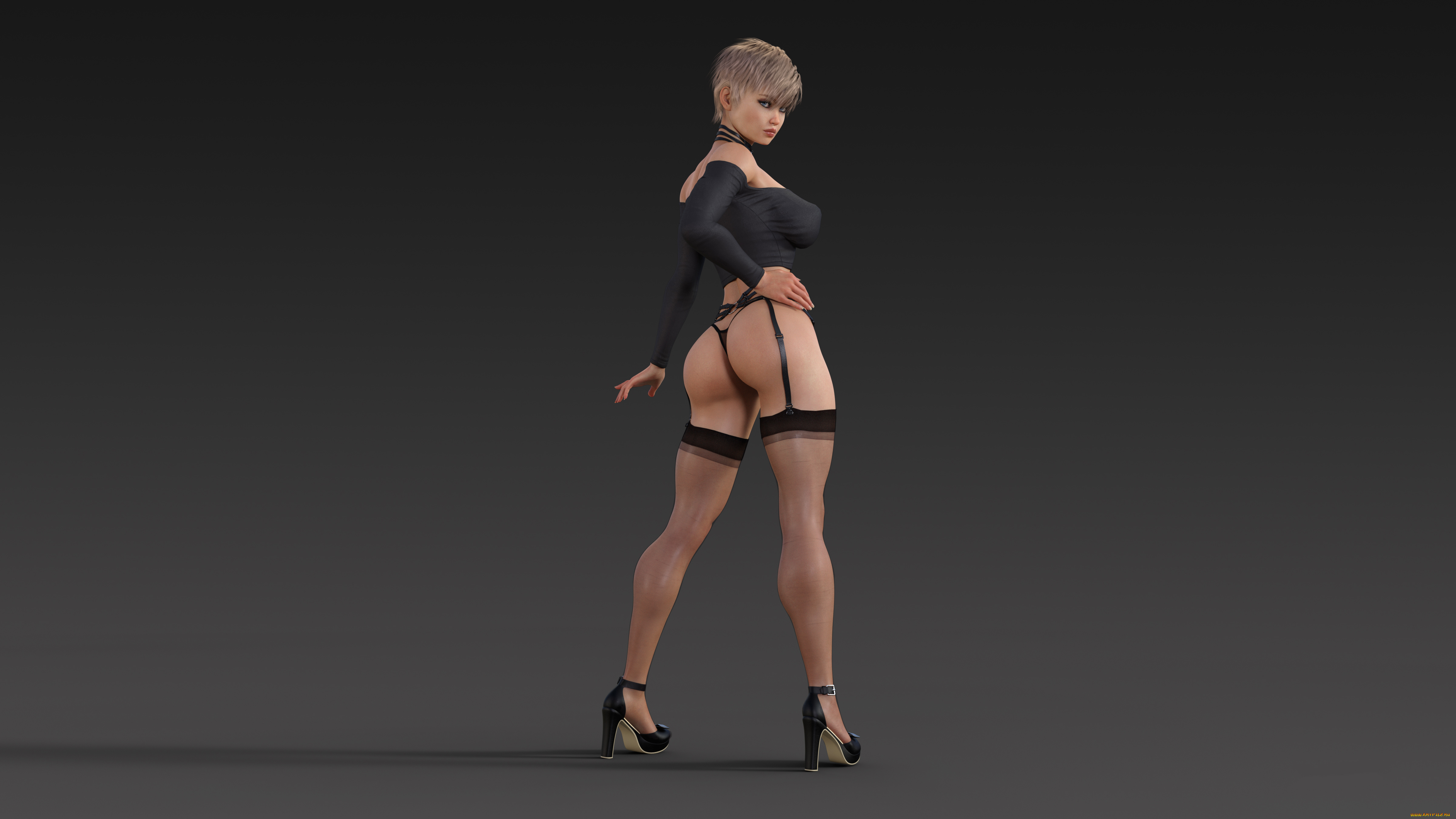 3д, графика, люди, , people, чулки, взгляд, фон, девушка