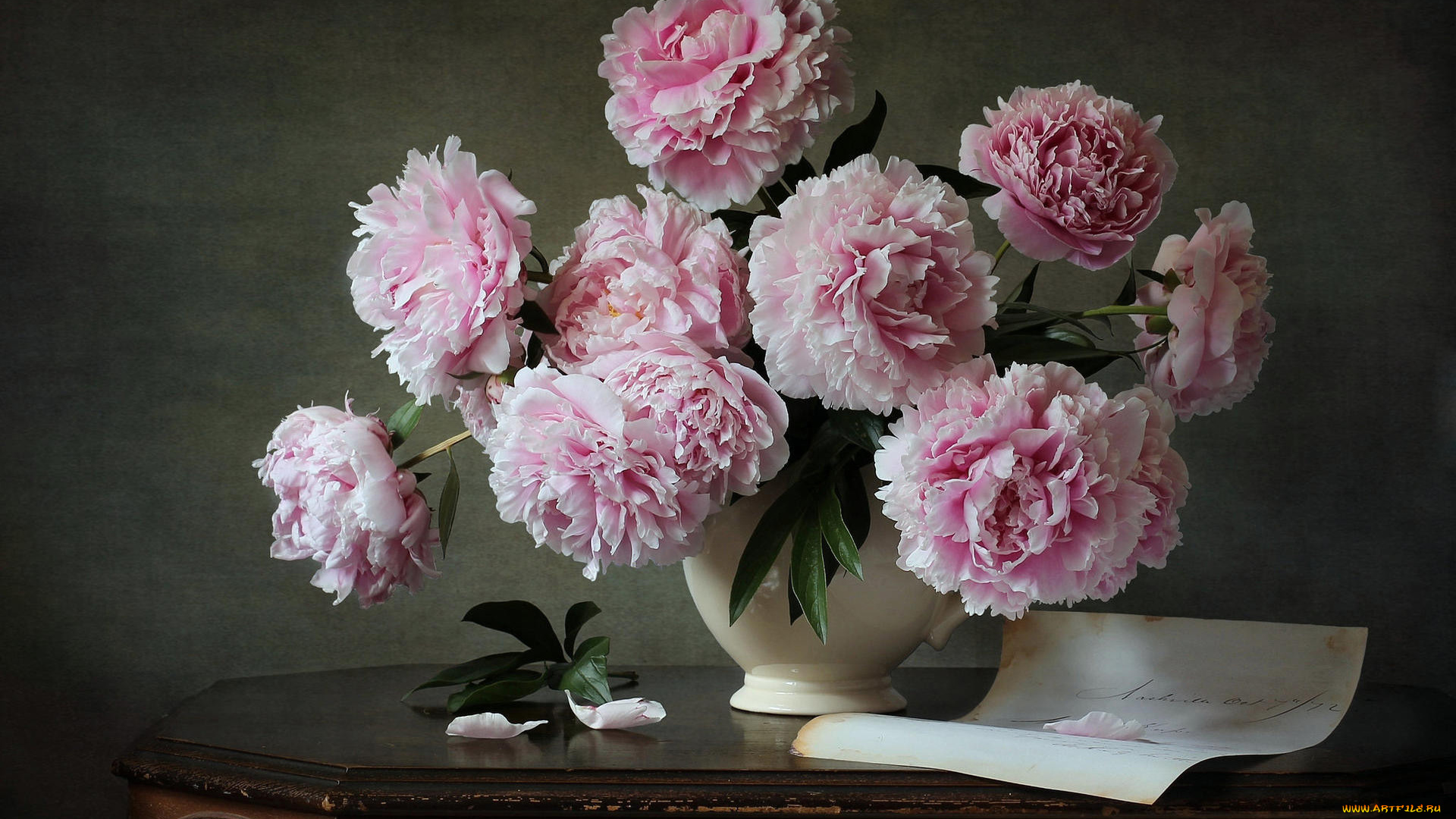 цветы, пионы, букет, ваза