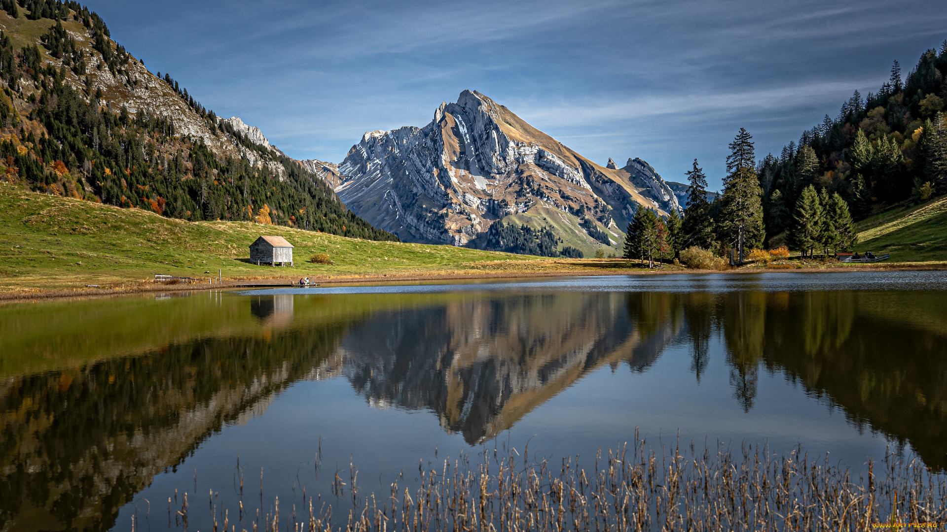 природа, реки, озера, гора, альтман, grappelen, lake, озеро, греппелен