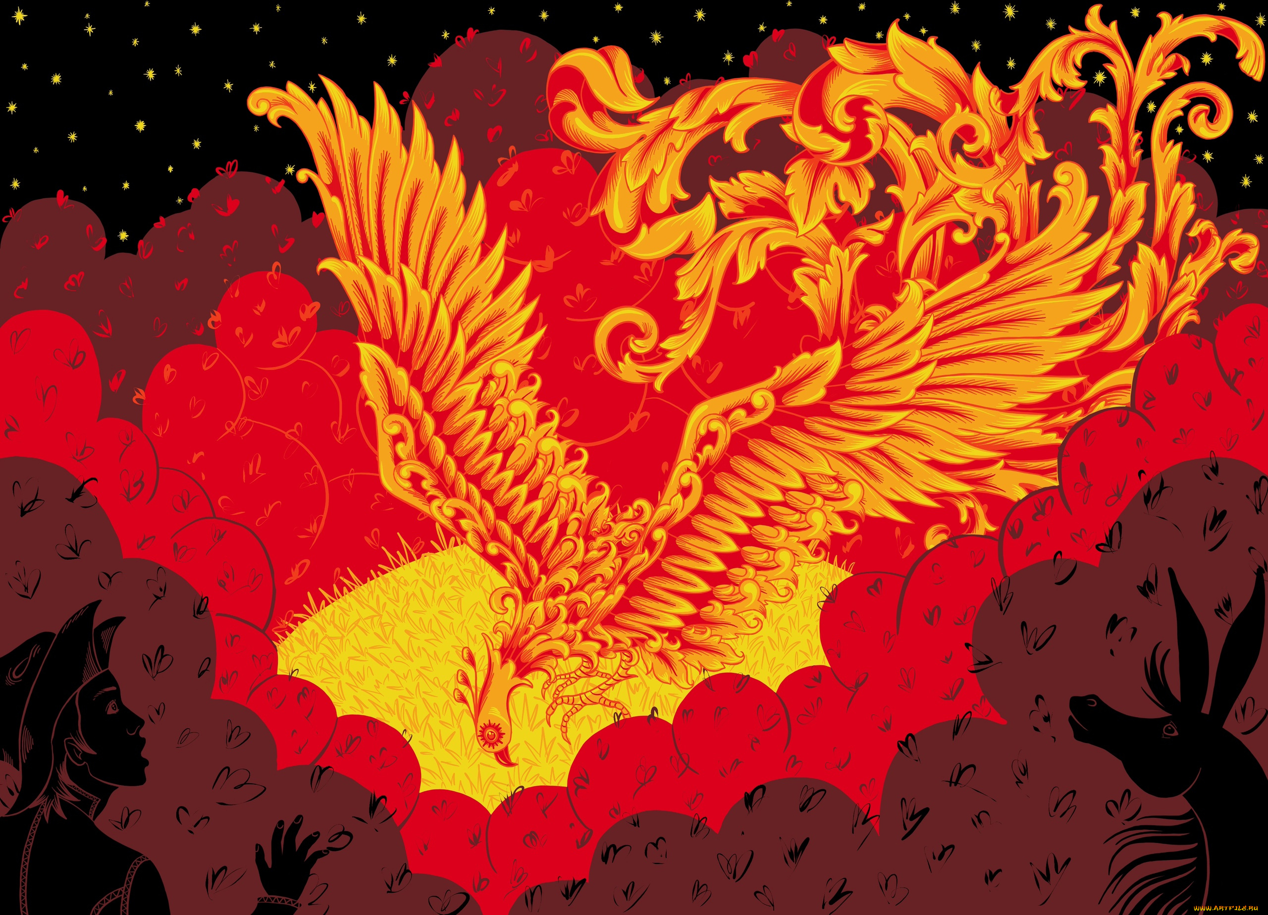 векторная, графика, мультфильмы, , cartoons, иван, жар-птица, конек-горбунок