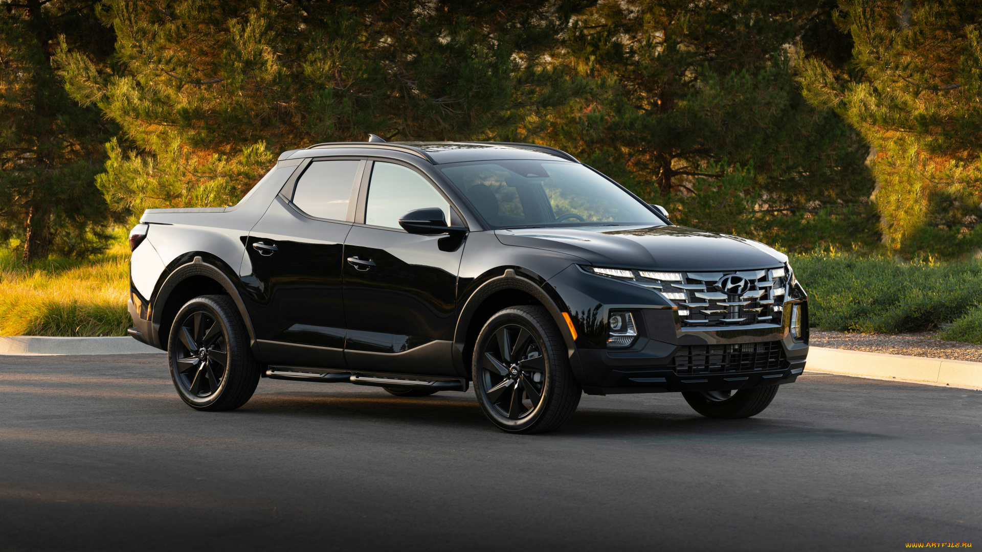 hyundai, santa, cruz, night, 2022, автомобили, hyundai, santa, cruz, night, черный, пикап, санта, круз