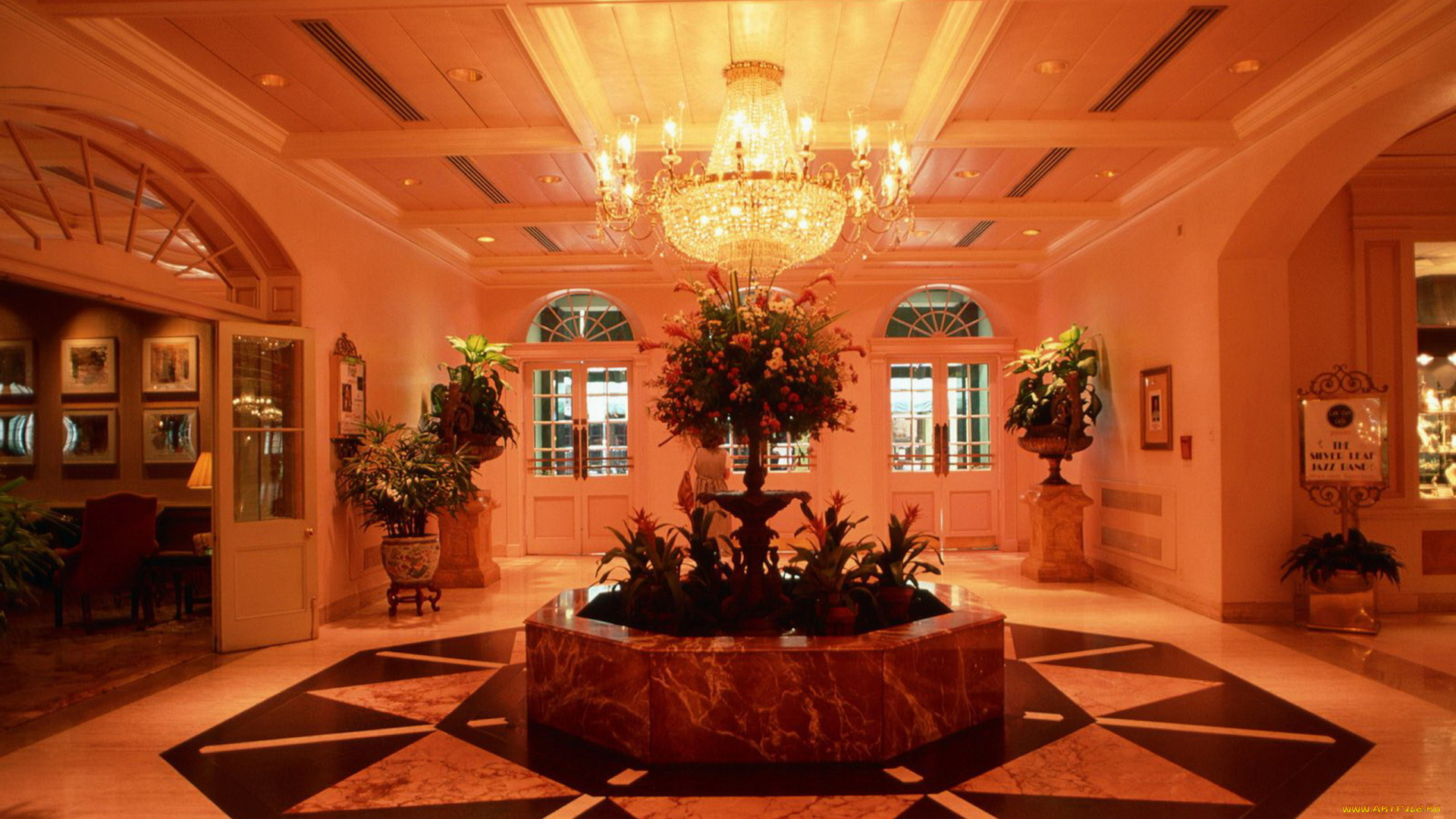 интерьер, холлы, , лестницы, , корридоры, холл, люстра, цветы