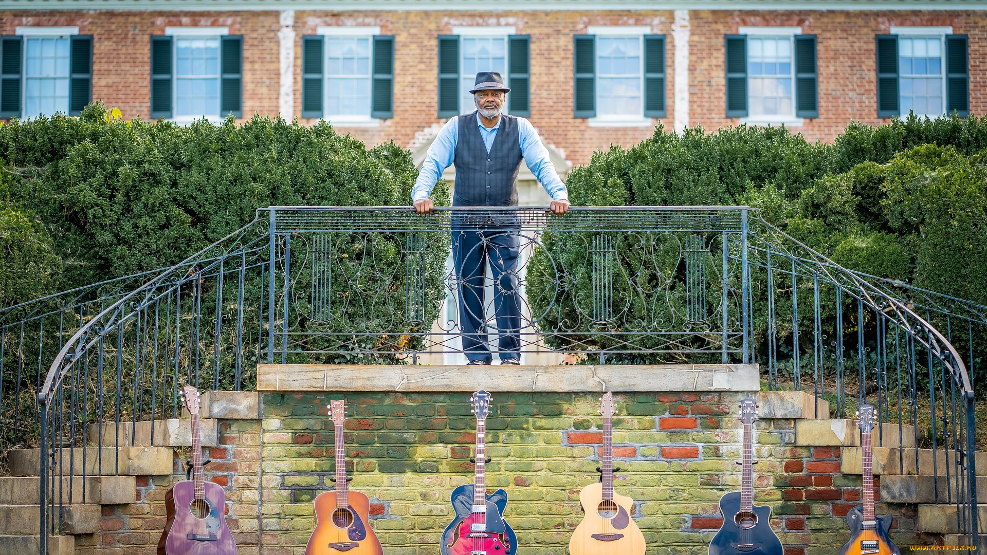 музыка, -другое, пожилой, мужчина, седая, борода, гитары