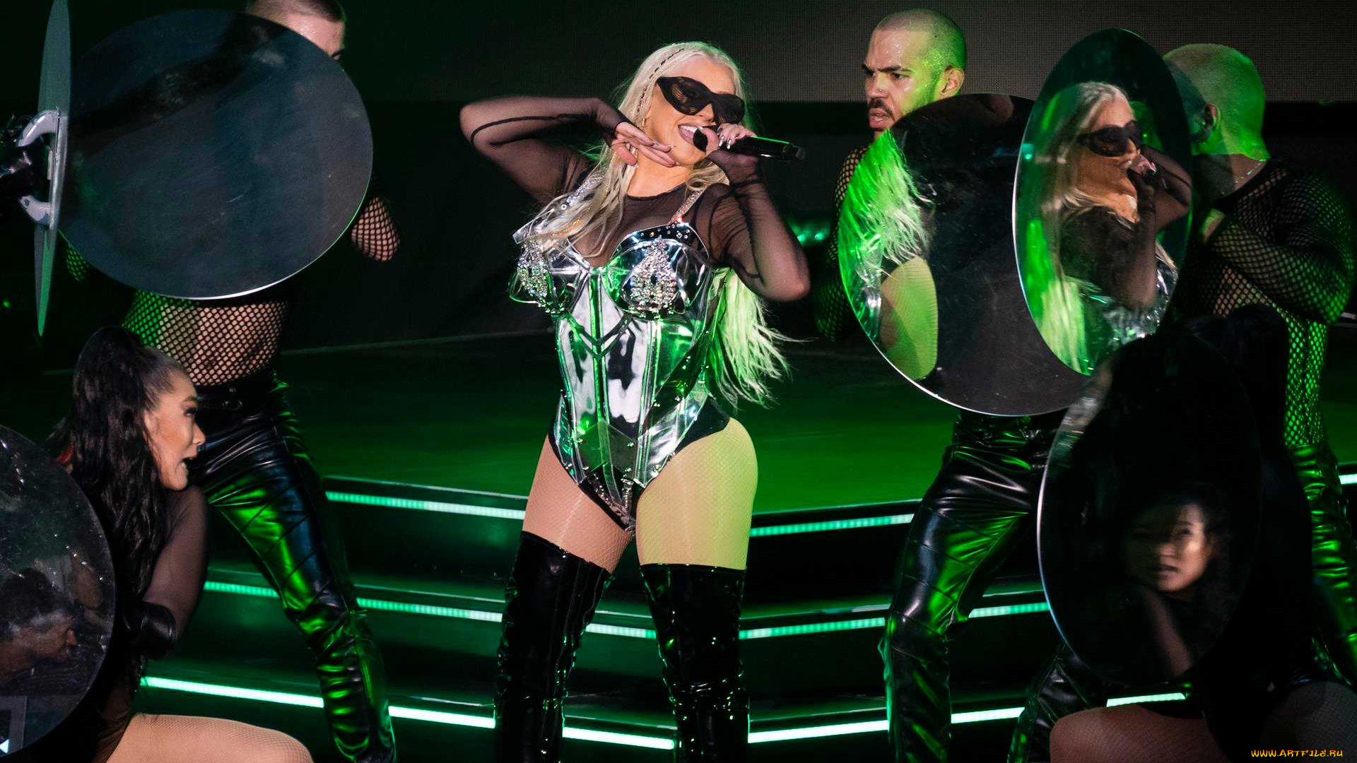 музыка, christina, aguilera, певица, подтанцовка, сцена