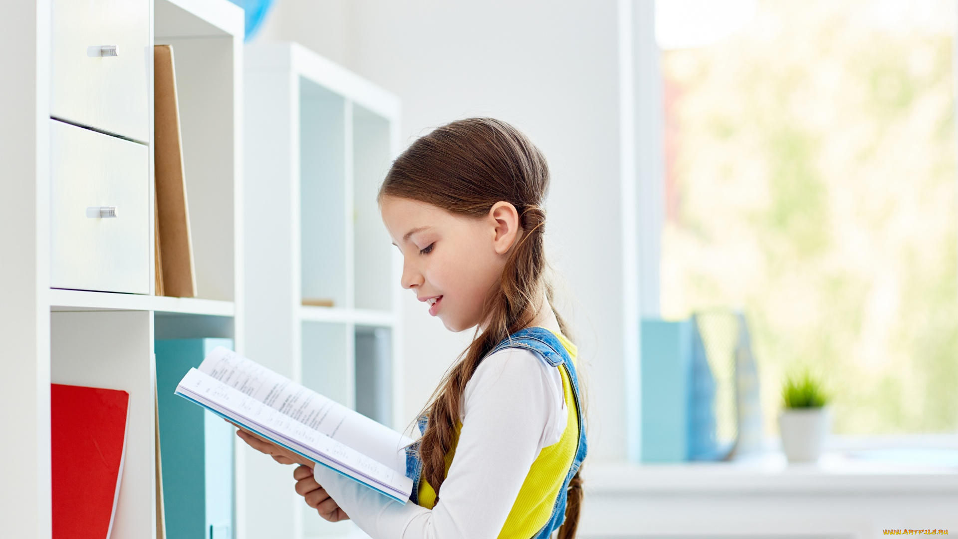 разное, дети, девочка, книга, шкаф