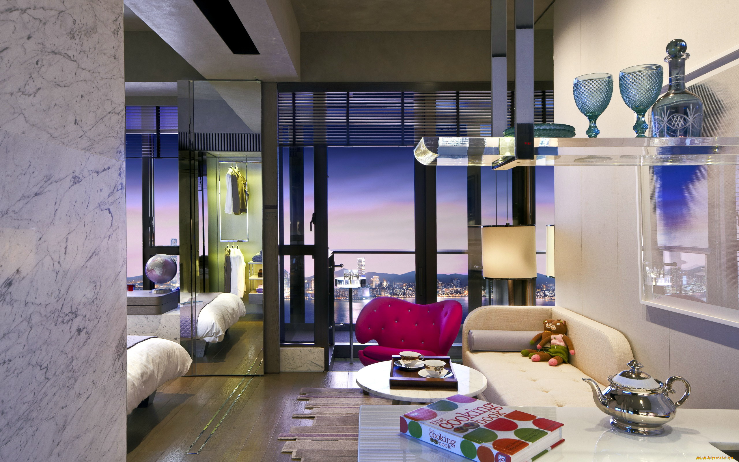 интерьер, гостиная, мягкий, уголок, книга