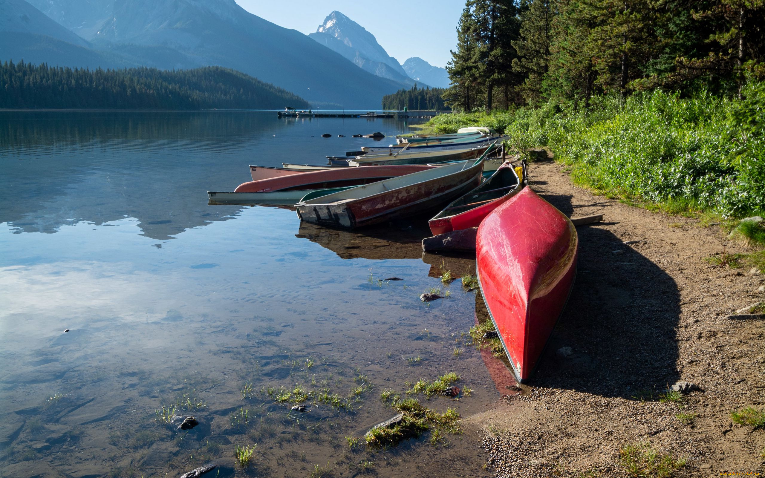 корабли, лодки, , шлюпки, горы, озеро, отражение