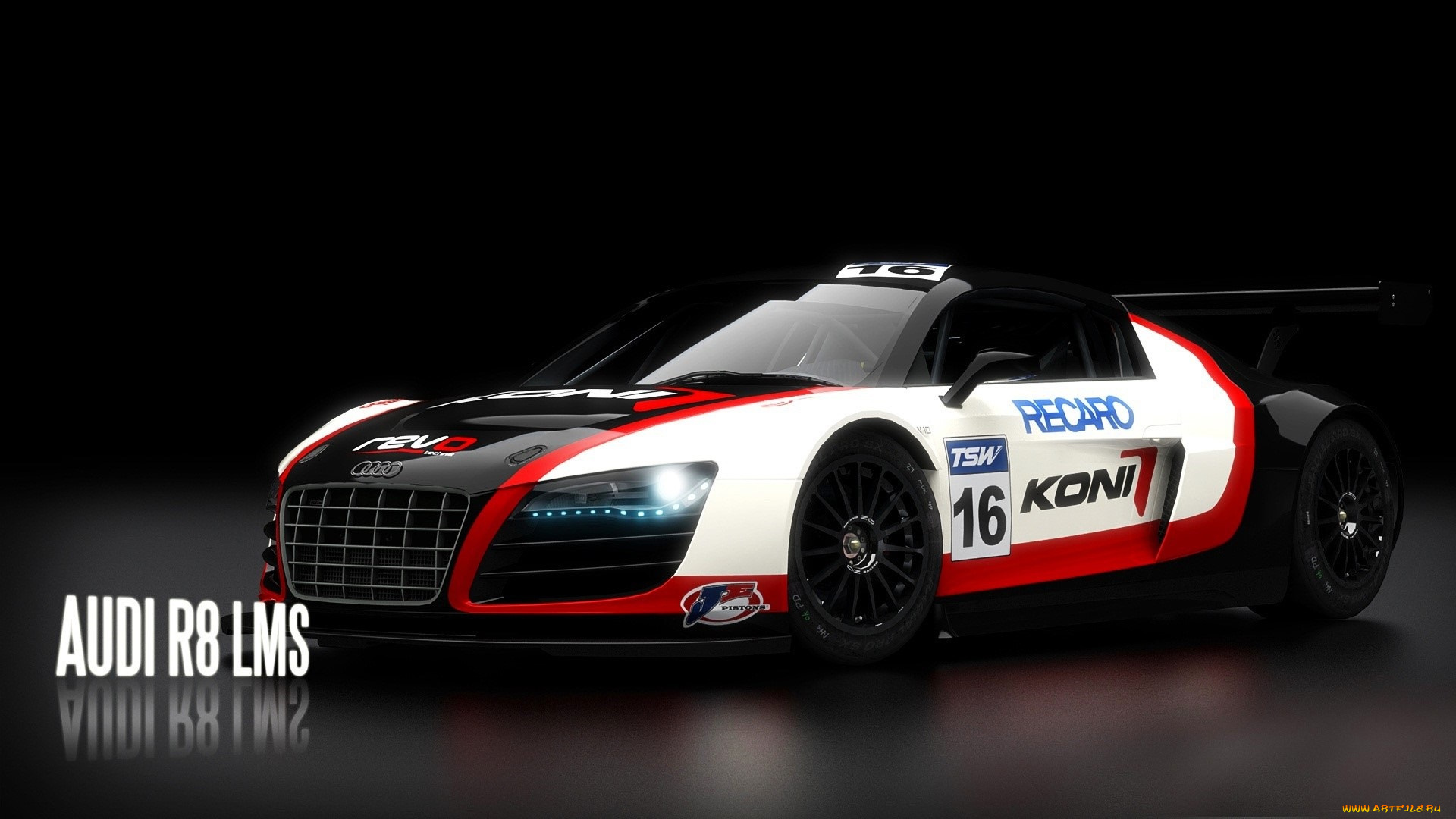 audi, r8, lms, автомобили, 3д, черный, белый