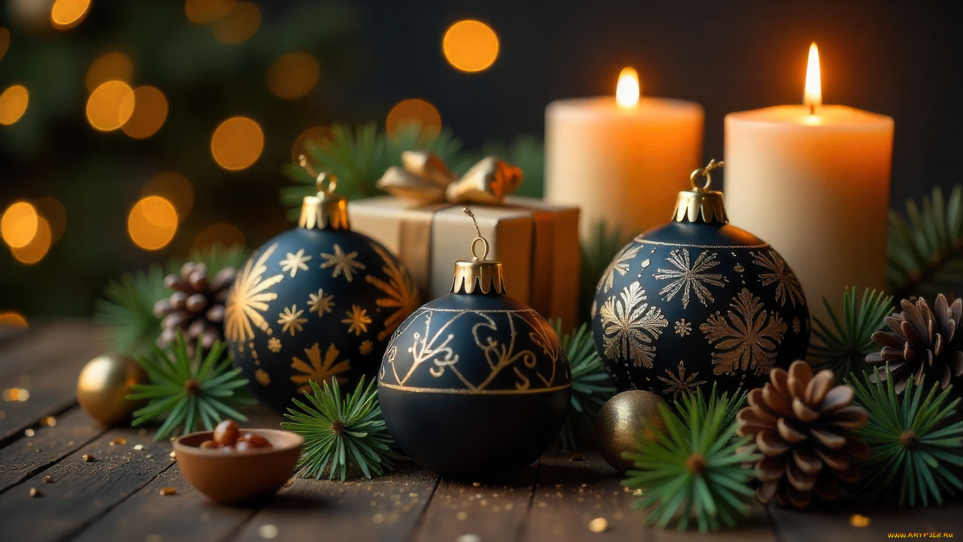 праздничные, новогодние, свечи, новогодняя