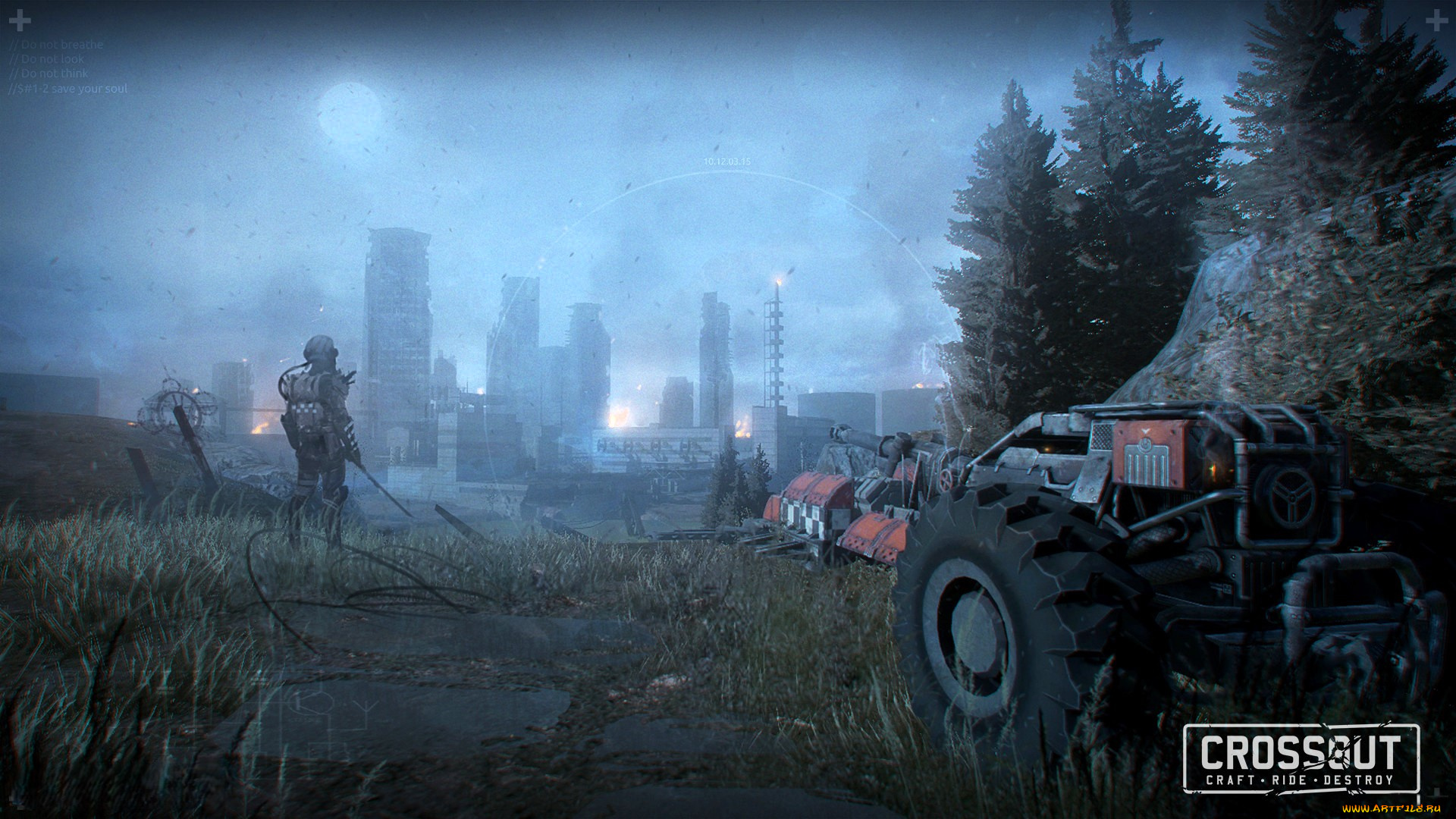 видео, игры, crossout, техника, машины, город, завод, человек