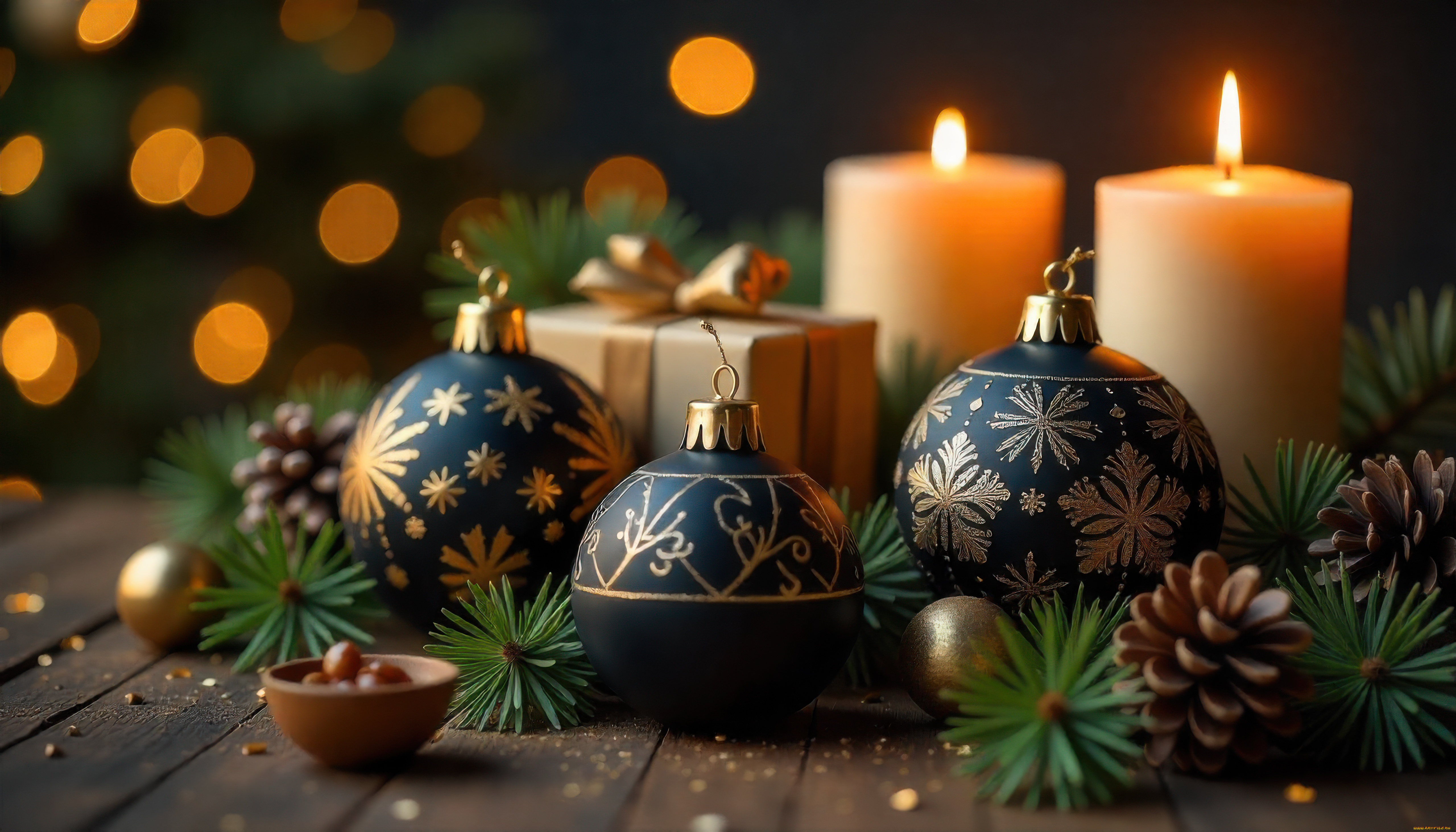 праздничные, новогодние, свечи, новогодняя