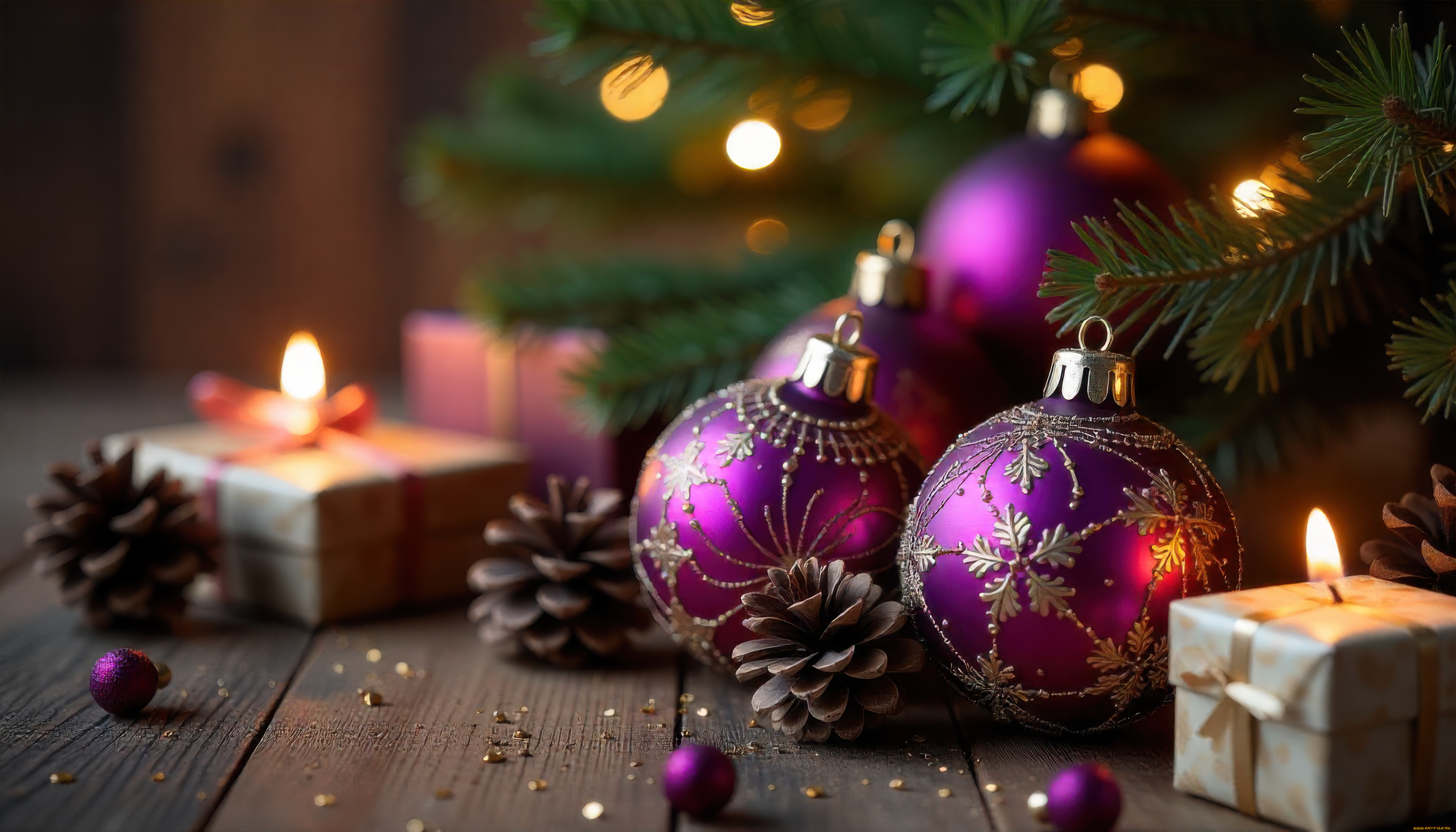 праздничные, новогодние, свечи, новогодняя