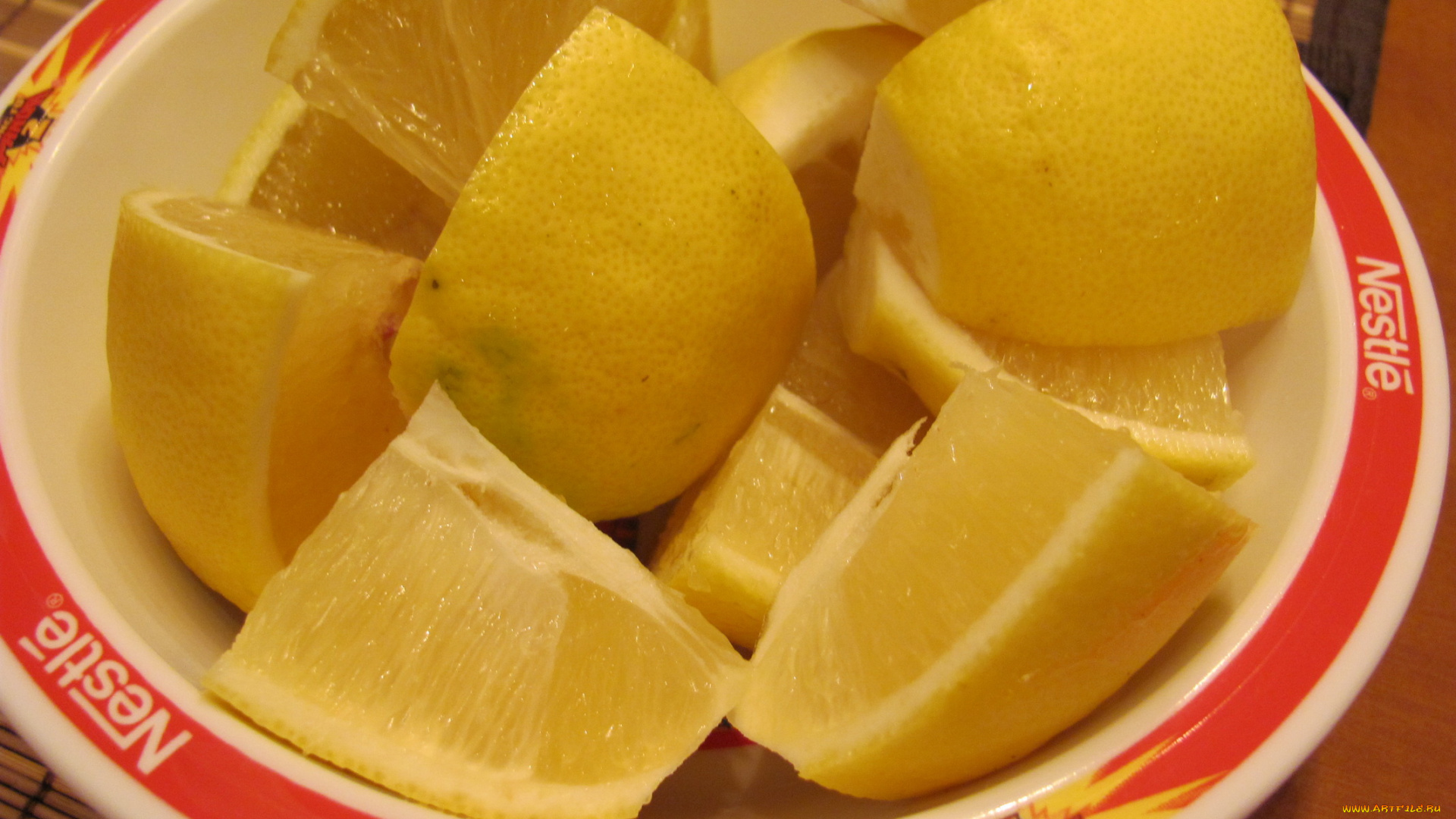 еда, цитрусы, лимон, тарелка, кусочки