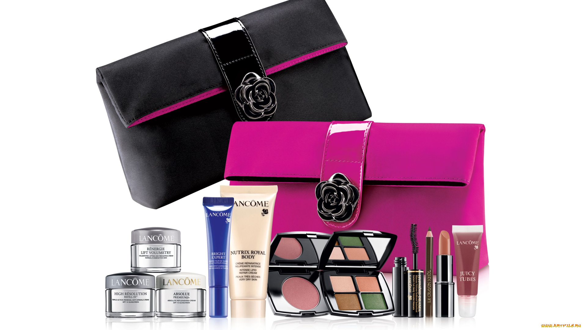 lancome, бренды, помада, блеск, крем, тушь, косметичка