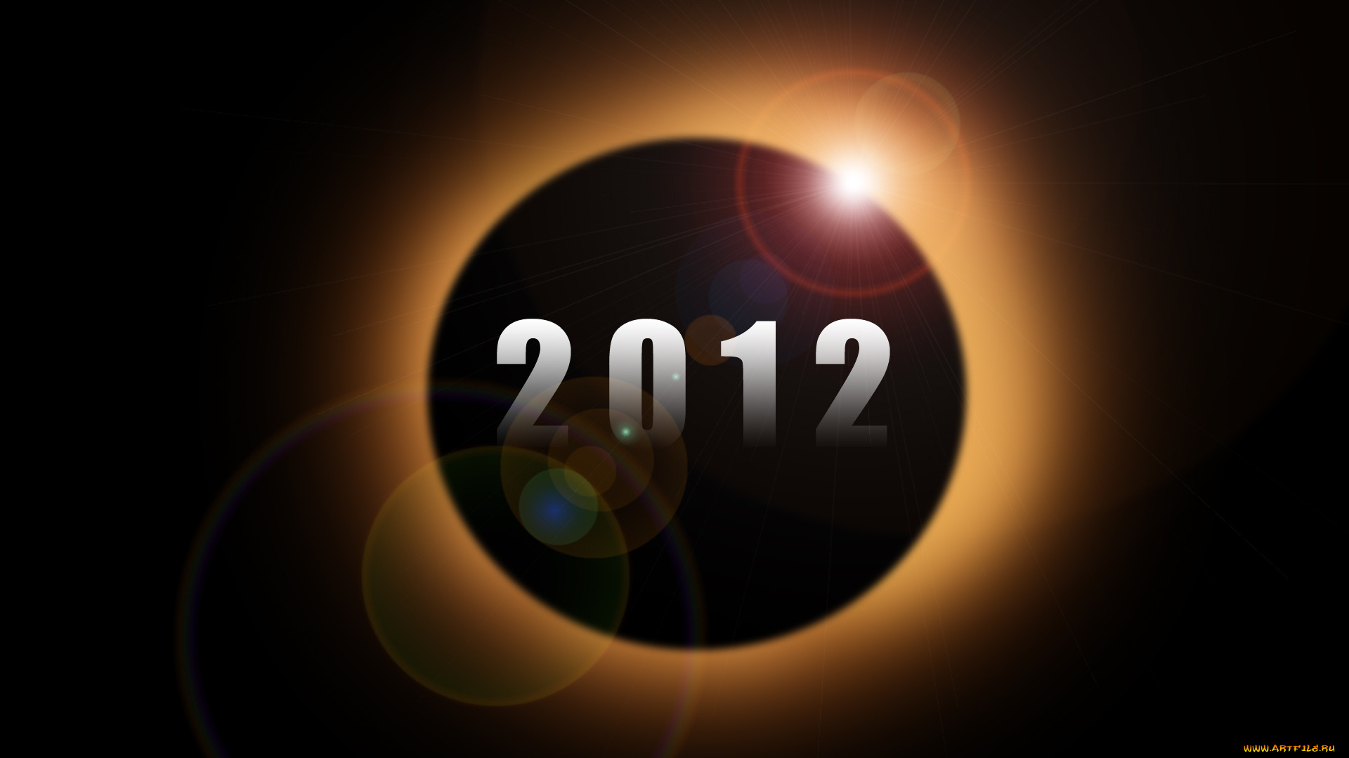 праздничные, векторная, графика, новый, год, затмение, черный, солнце, луч, текст